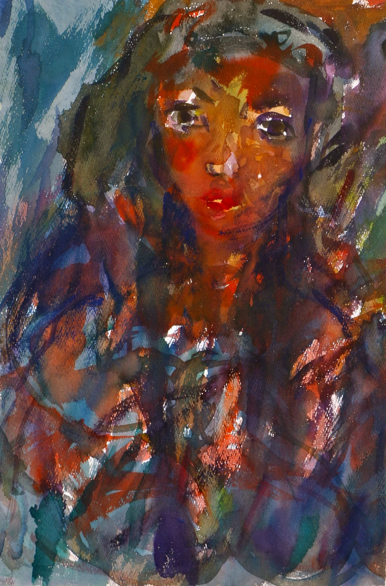 "Soulful" Watercolor, 2000's, 12x18"