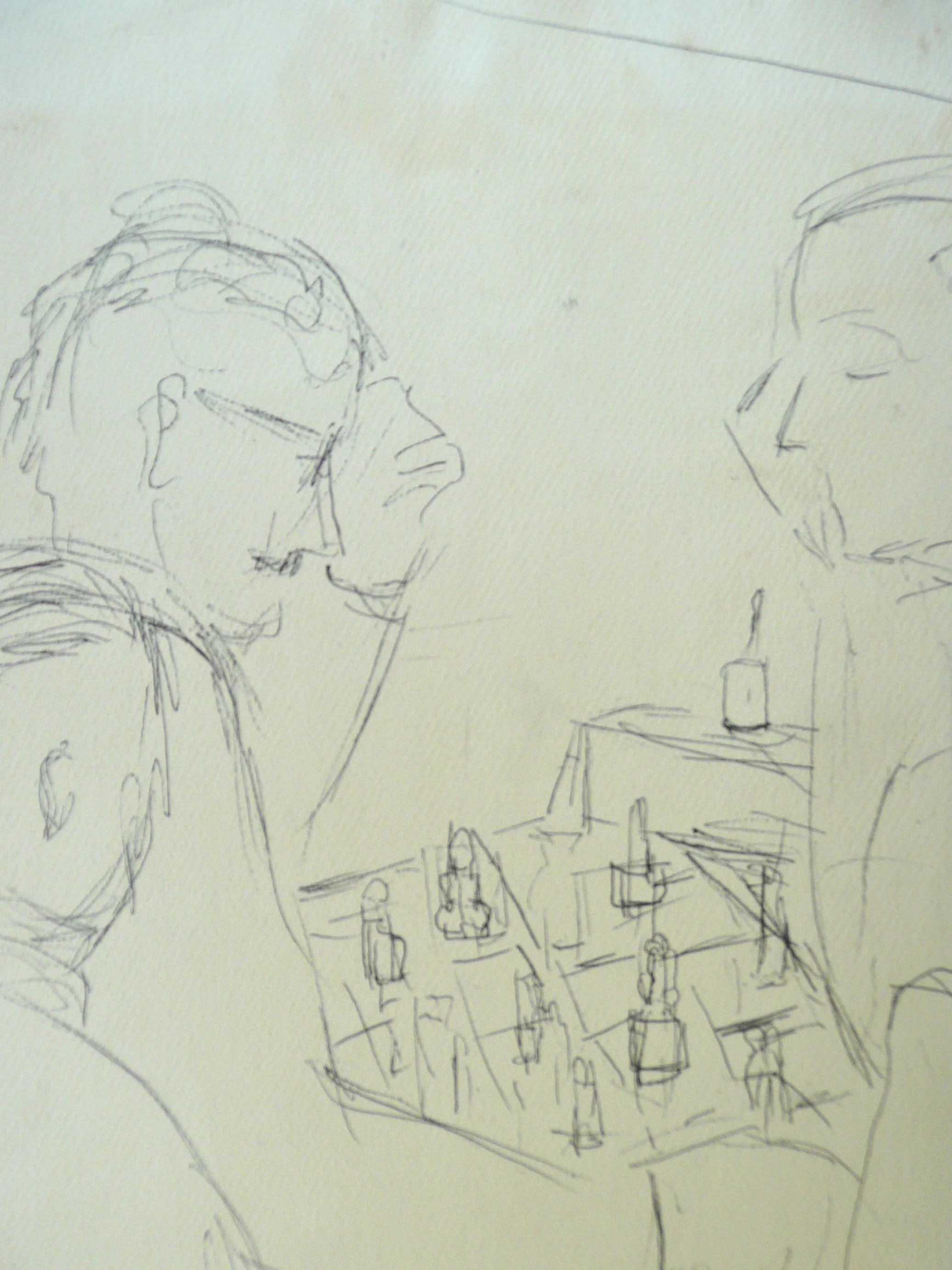 "The Chess Game" Ink, 1956, 11x15"