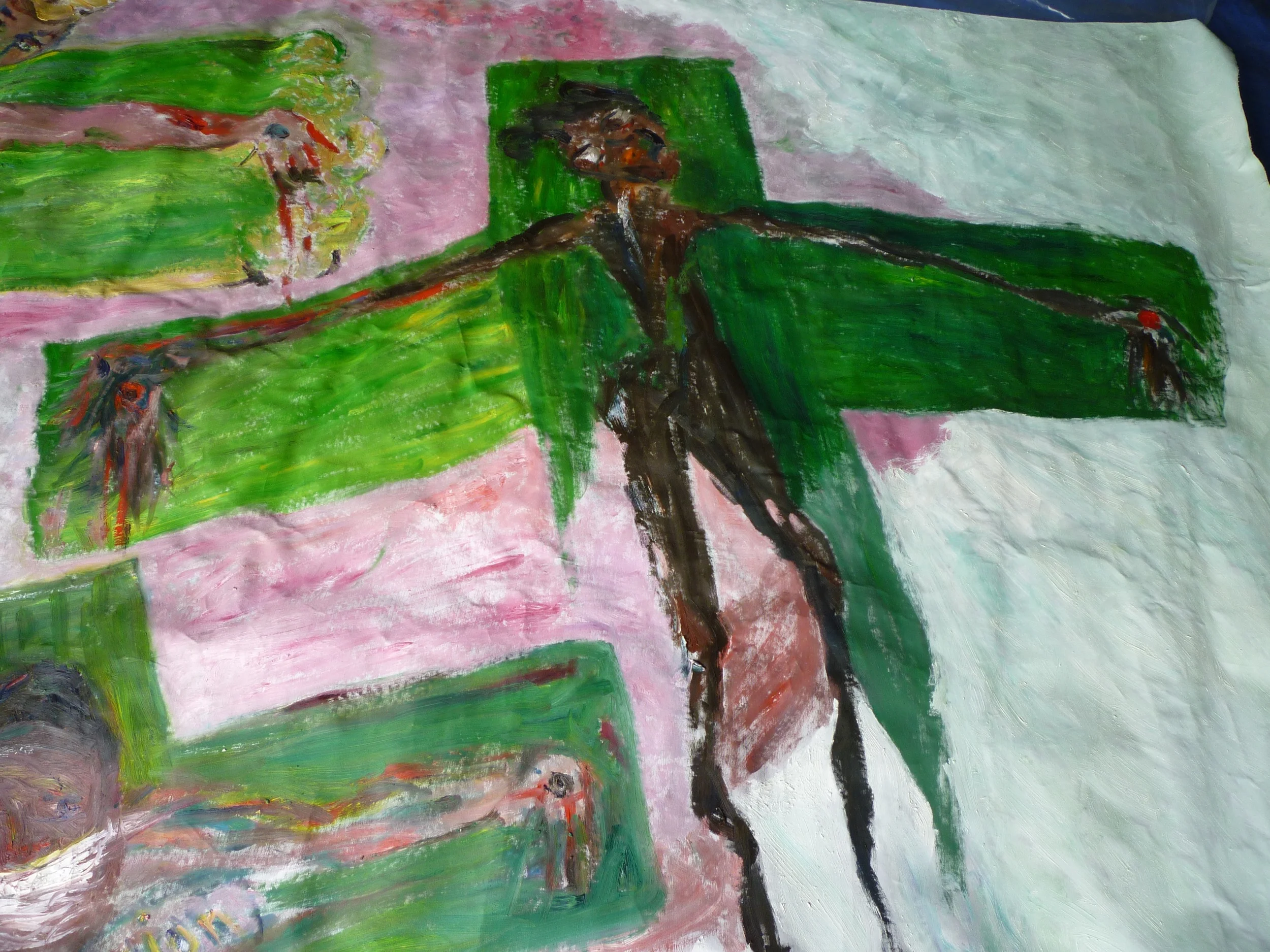 "Crucified" (Detail) Oil, 1990's, 6'x 12'6"