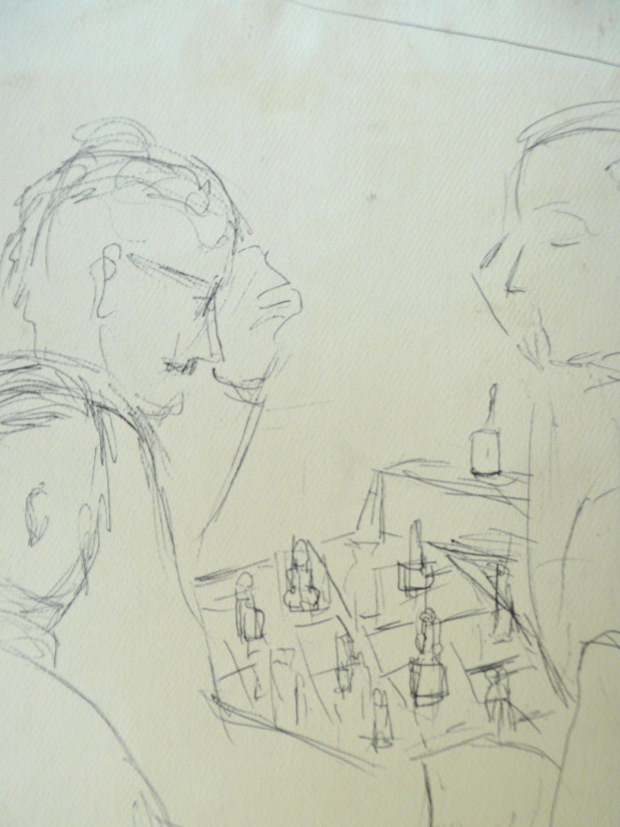 "The Chess Game" Ink, 1956, 11x15"