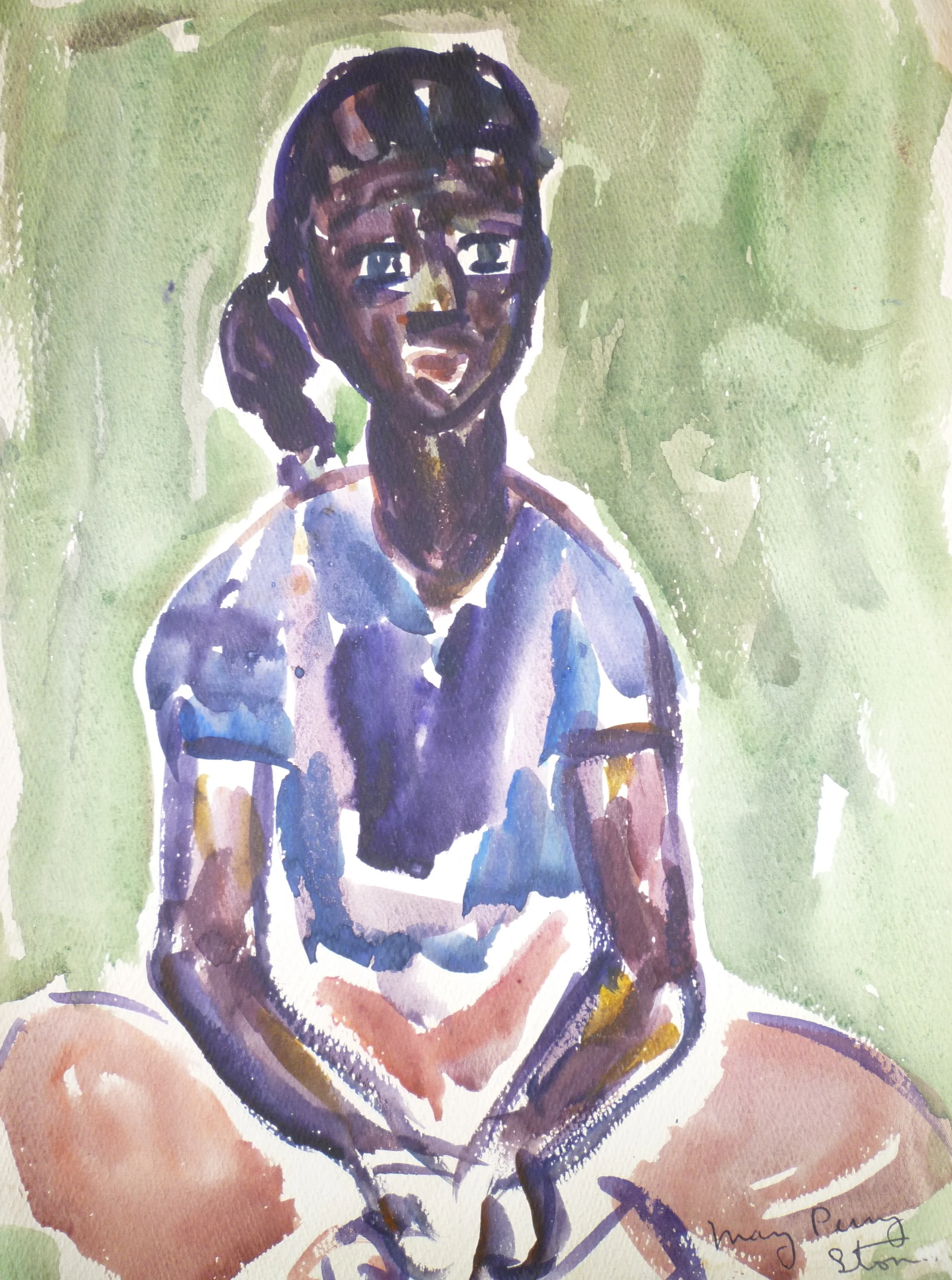 "Young Girl" Watercolor, 1950's, 11x15"