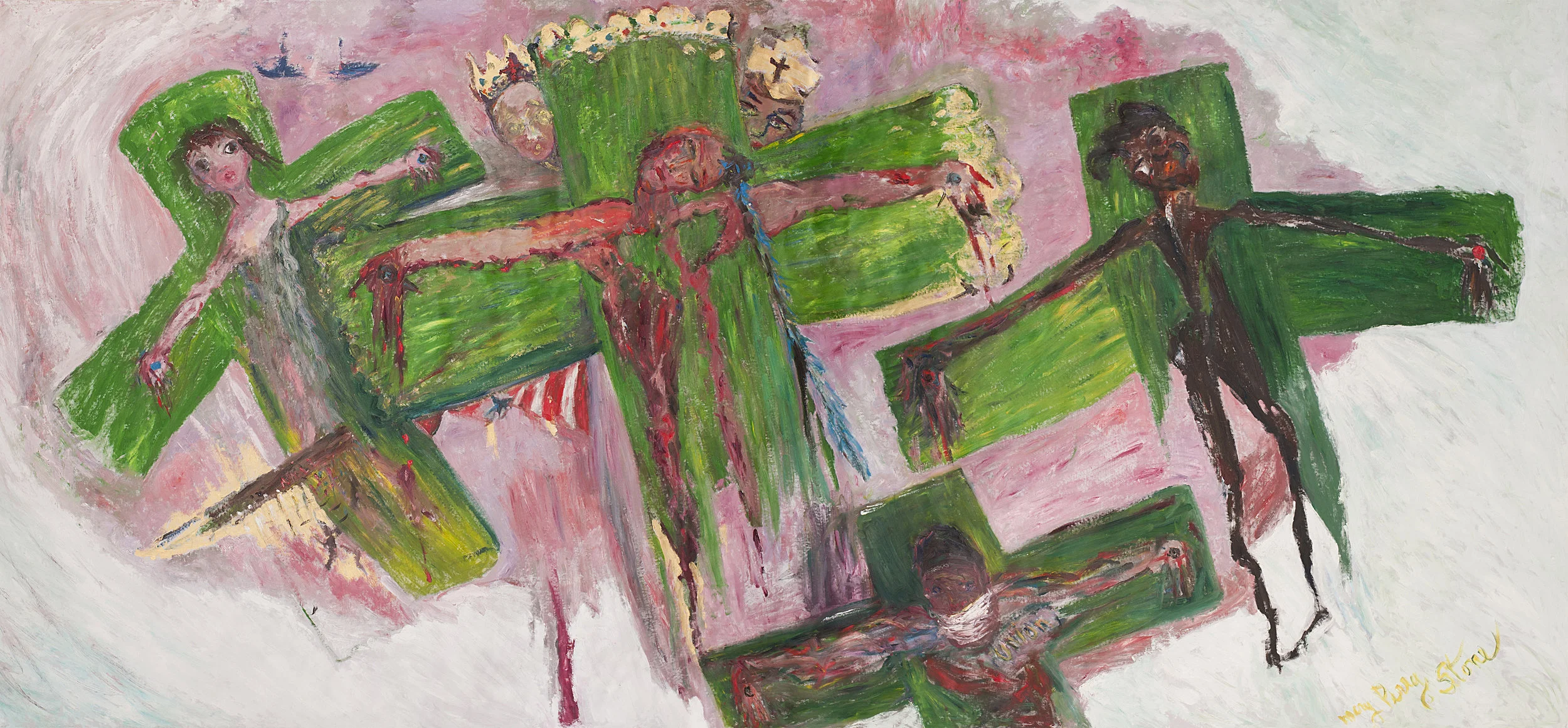 "Crucified: It's Still With Us" Oil, 1993 6'6"x 12'