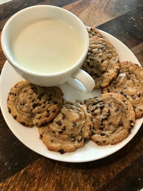 chocolate chip cookies + vanilla milk