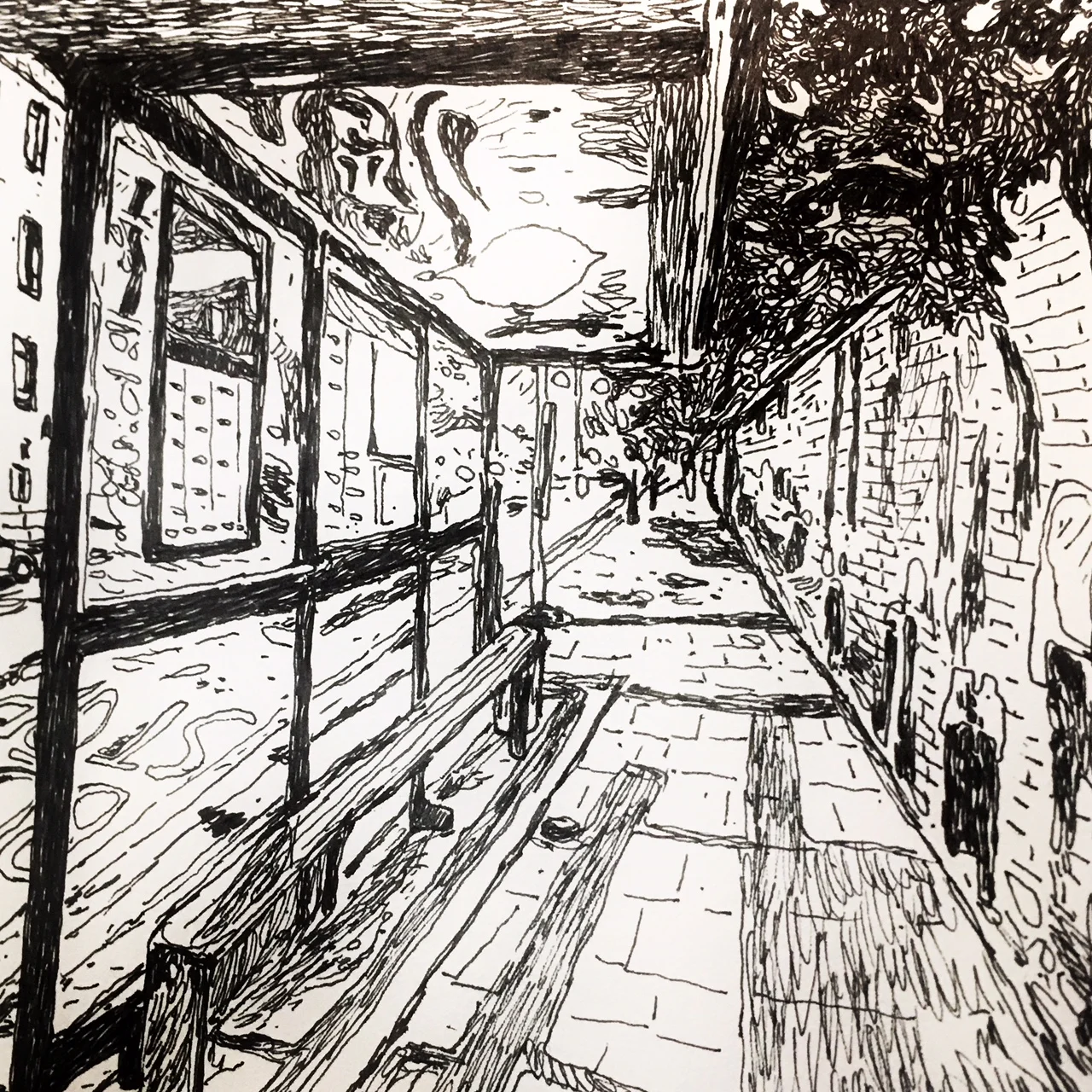 At the Bus Stop. Waiting on a Bus  2018