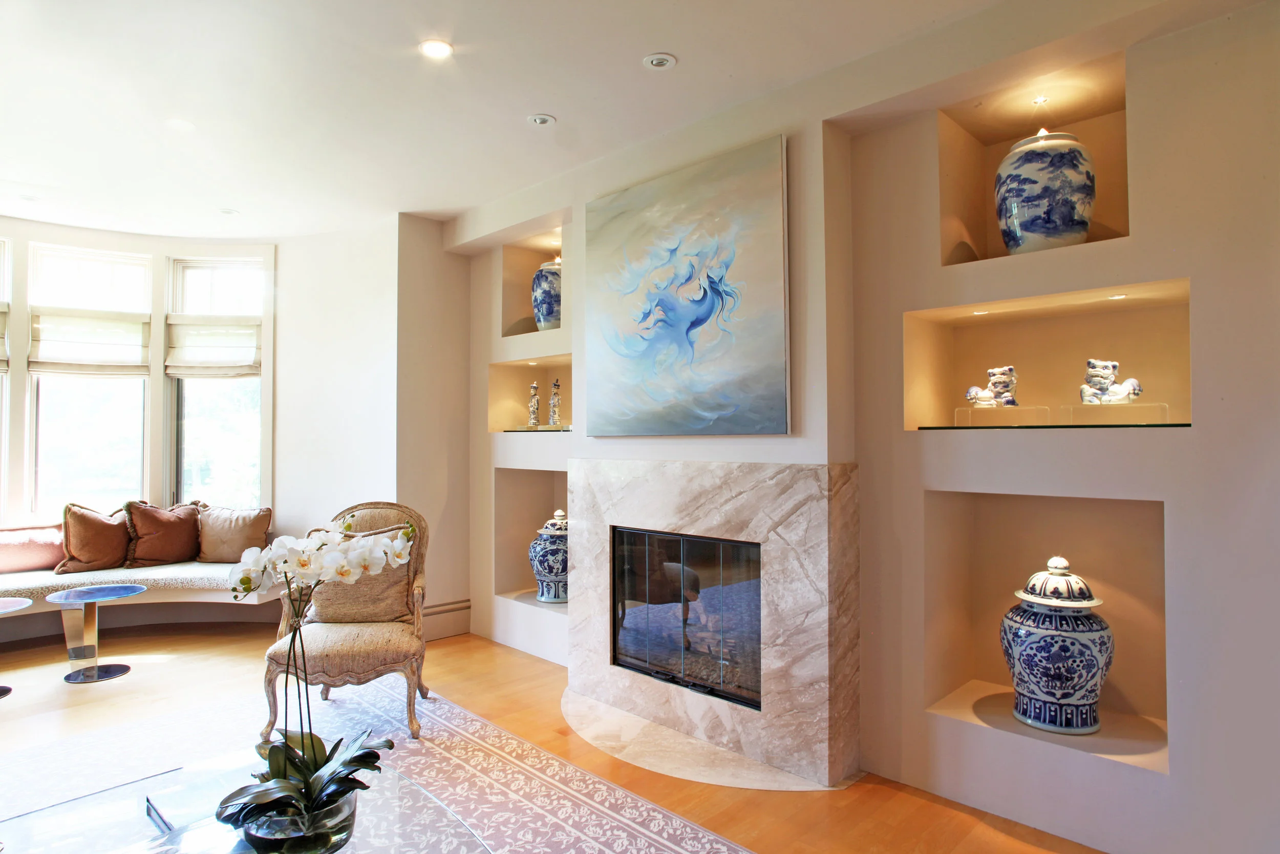 Interior Design with Abstract Contemporary Art by Artist Lynda Howitt