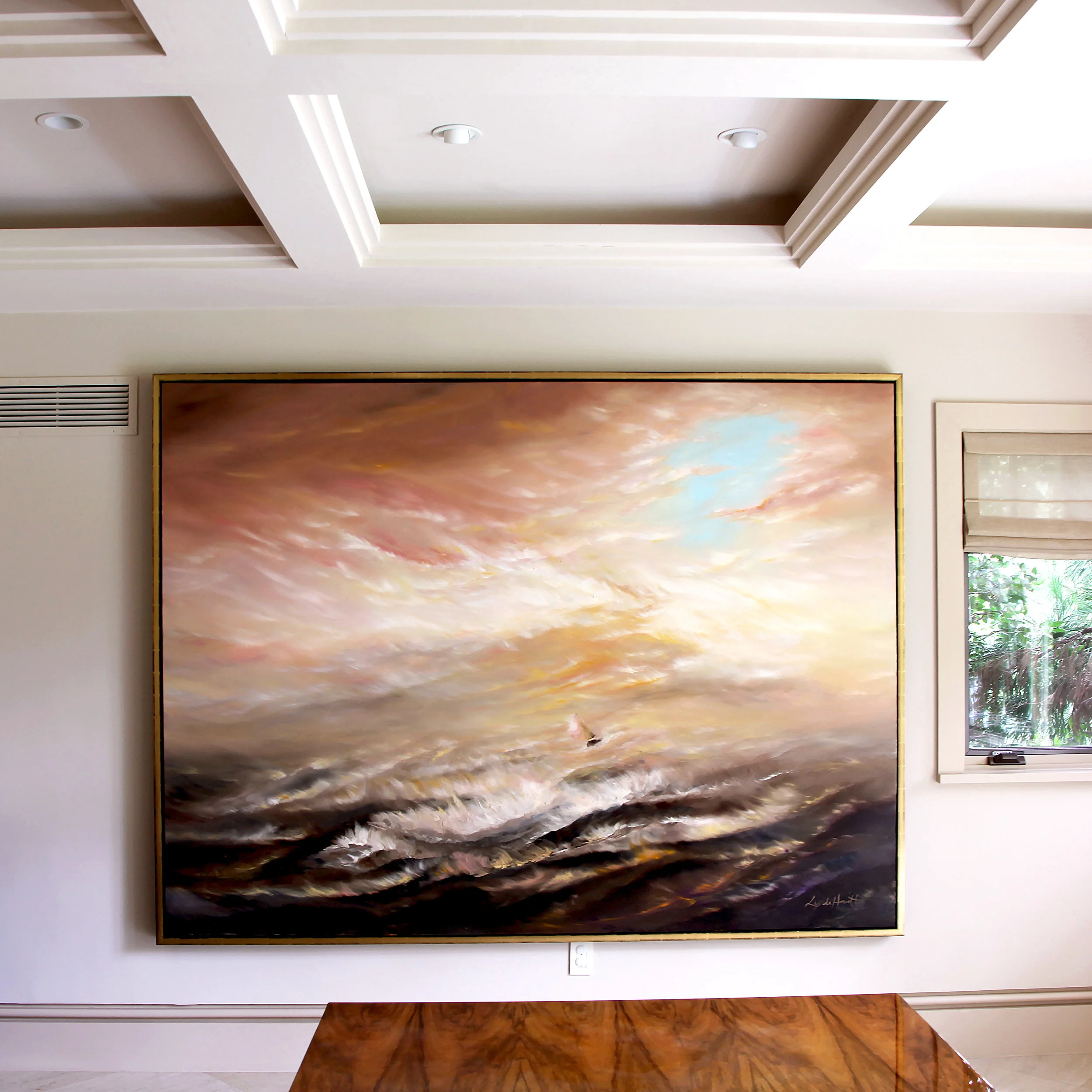 THE SEA & I, Interior Design with Abstract Contemporary Art by Artist Lynda Howitt