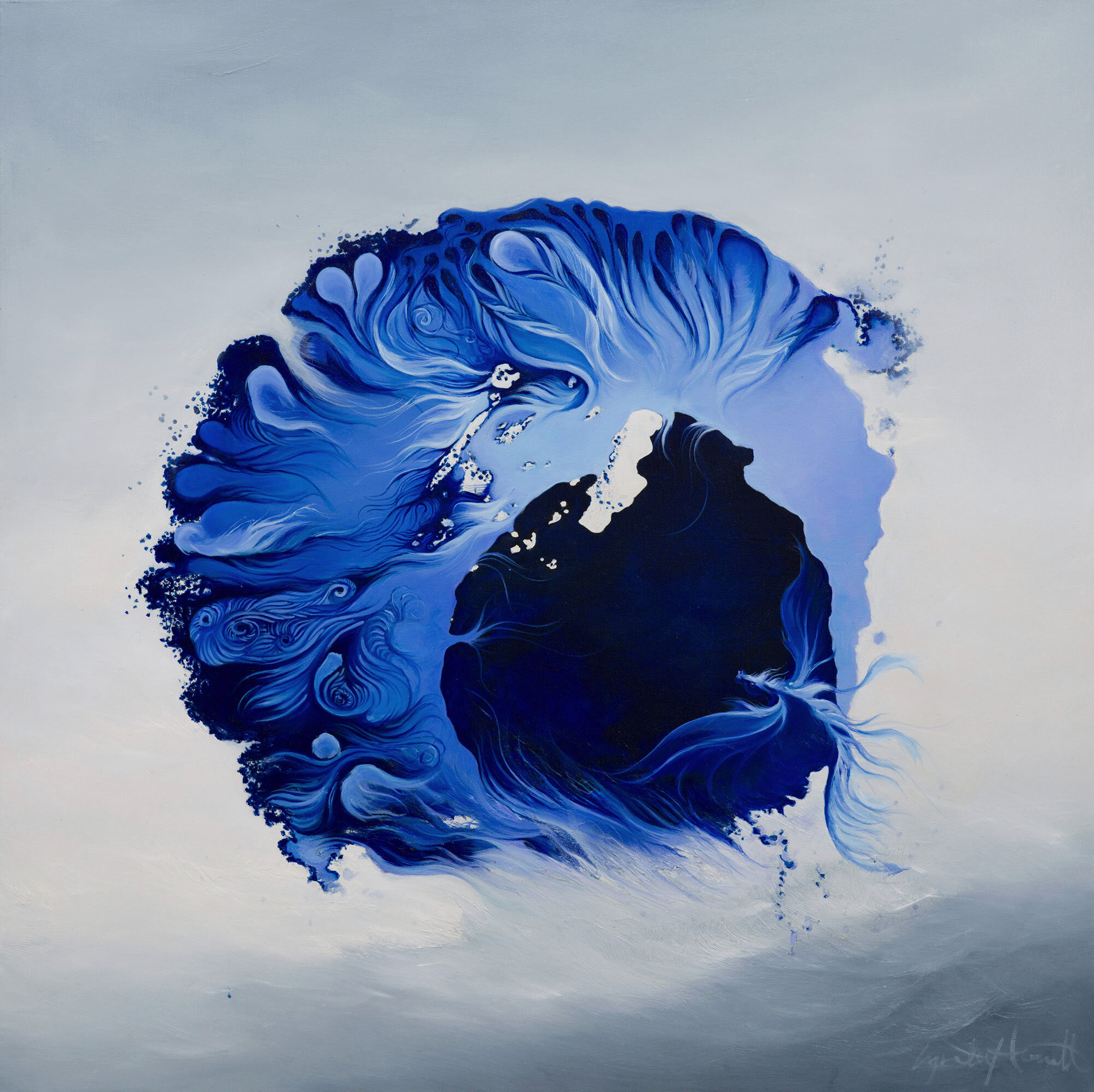 Sea Dragons Den by Lynda Howitt 122x122cm oil on canvas