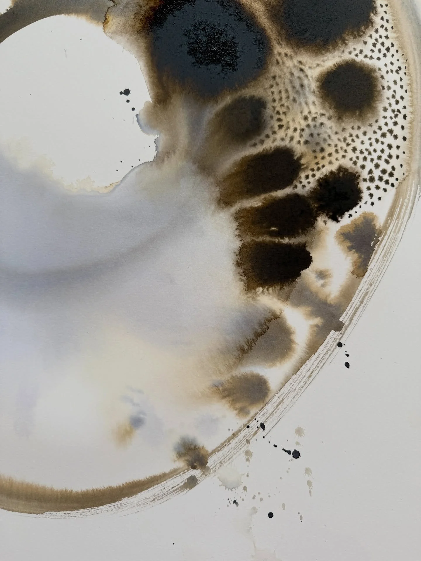 This SoulCircle holds the quiet suggestion of an egg-like form, a beginning.

Pale washes and earthy tones open into the possibility of life emerging, of consciousness taking shape.

Subtle marks hint at transformation:
the shift from unseen to seen,