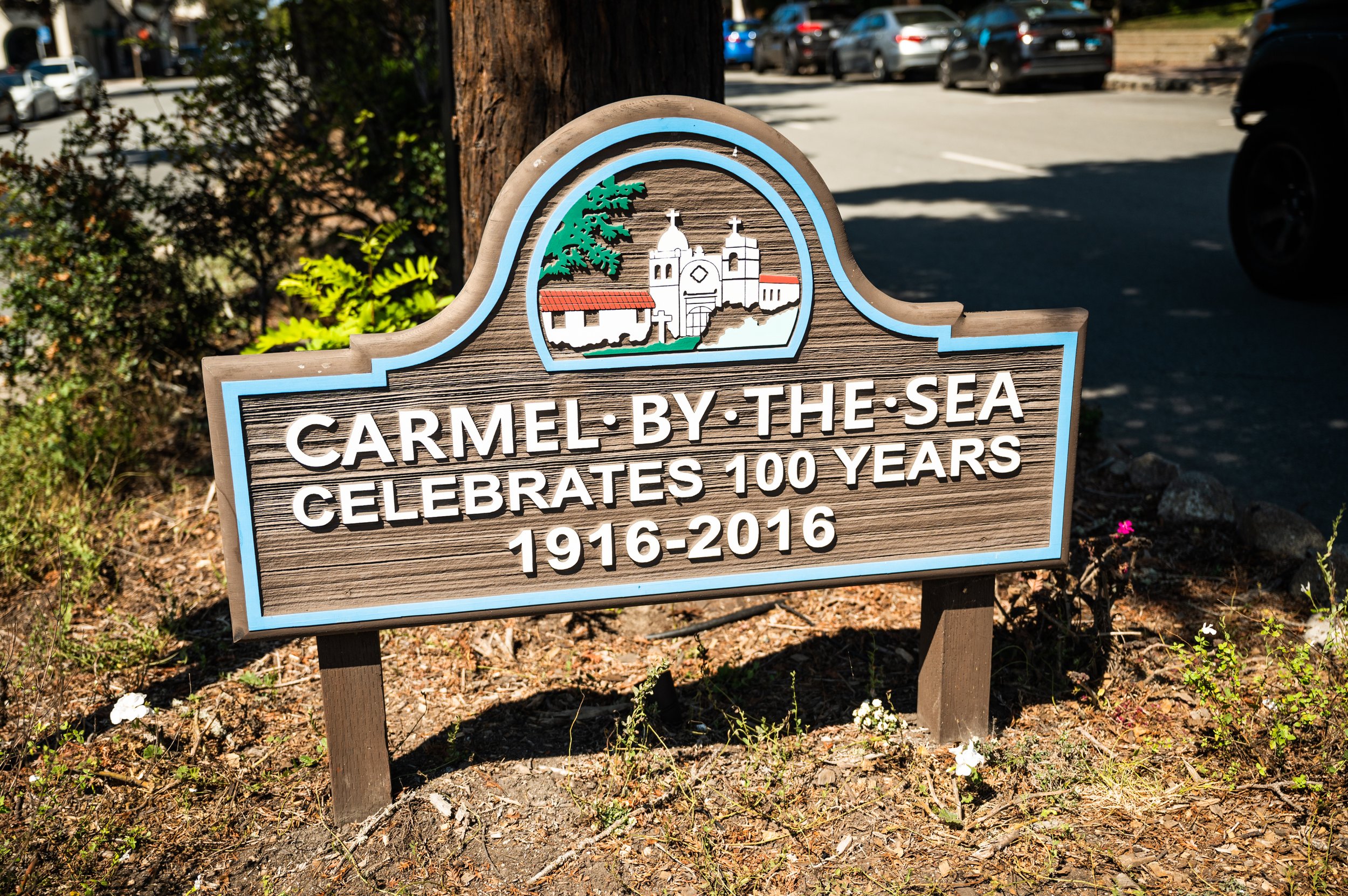 Monterey County, signs in Carmel-by-the-Sea, CA