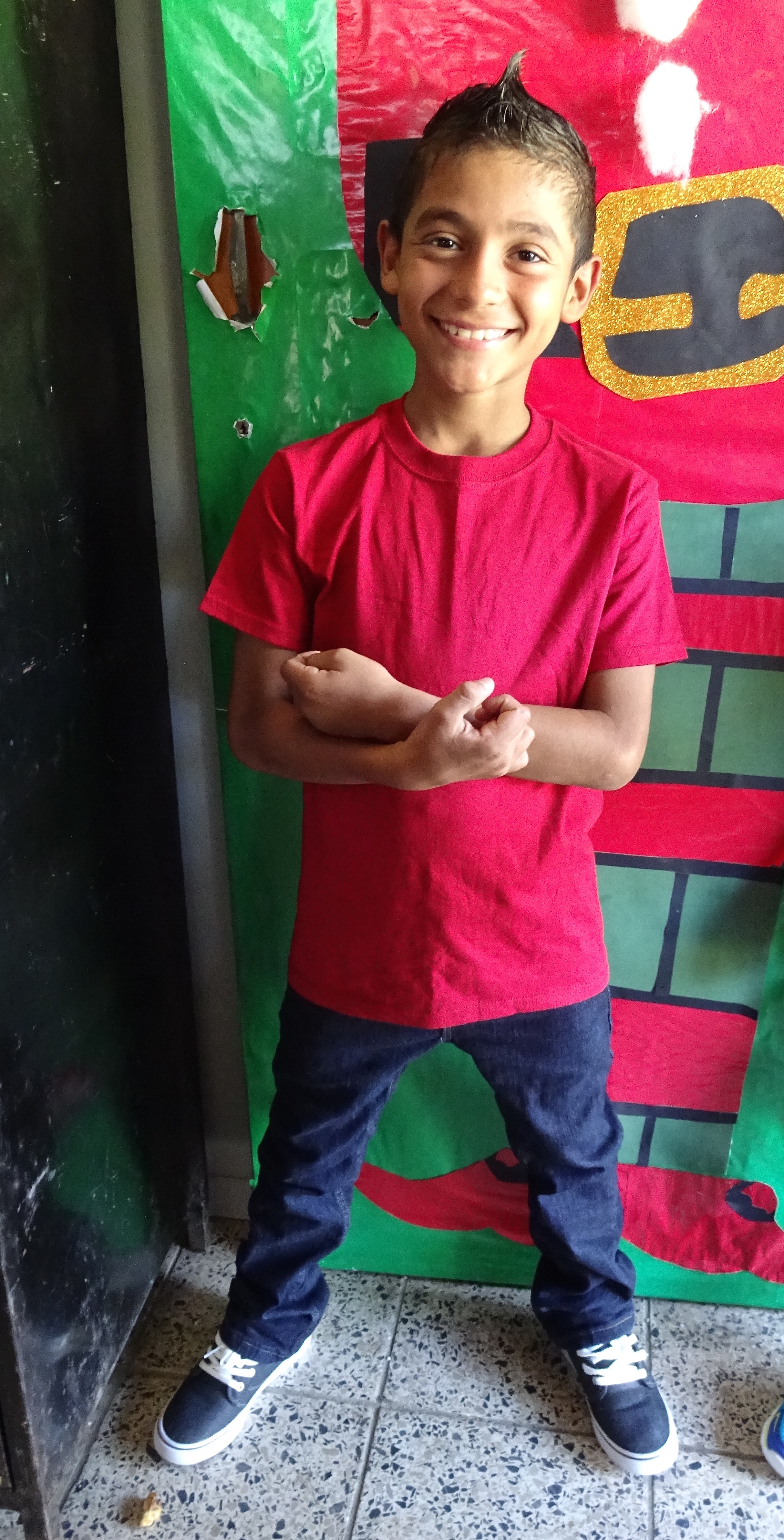 Posing in brand new Christmas clothes in December