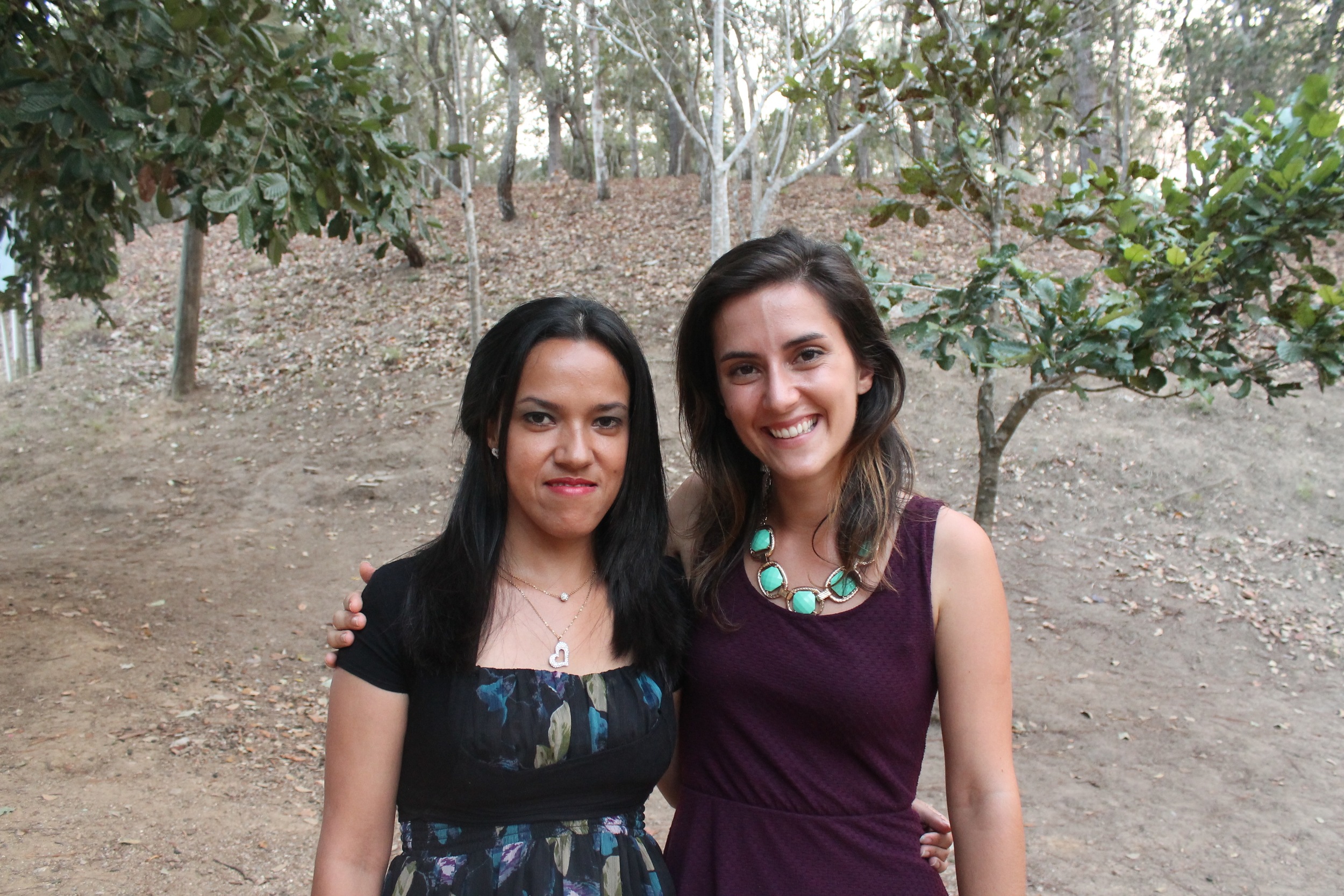 Psico Elizabeth (on the left) and BECA Coordinator Ms. Liz (on the right) at the Amigos de Jesus Bilingual School Mother's Day Celebration.