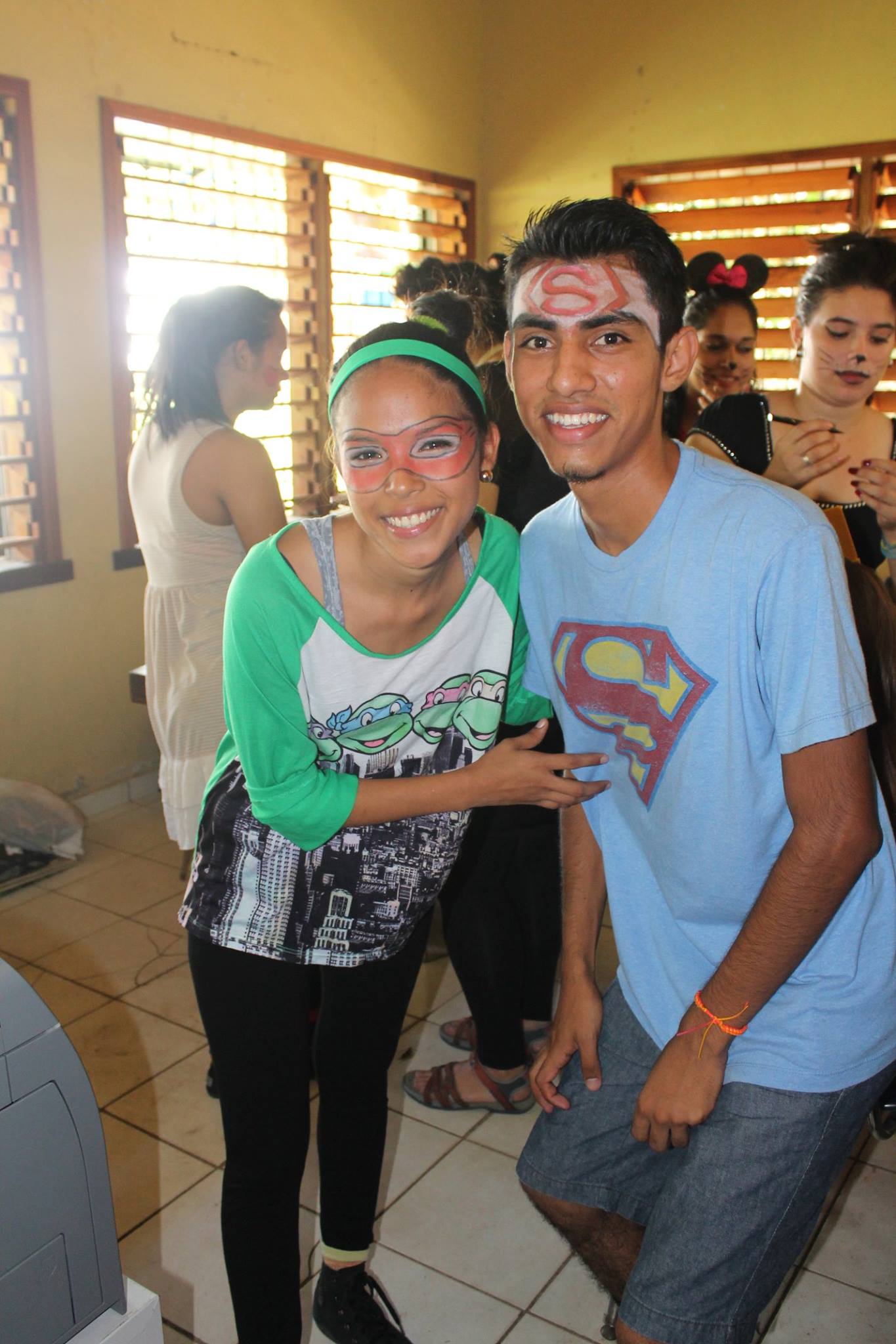 Dressing up as a superhero for Children's Day at the school.