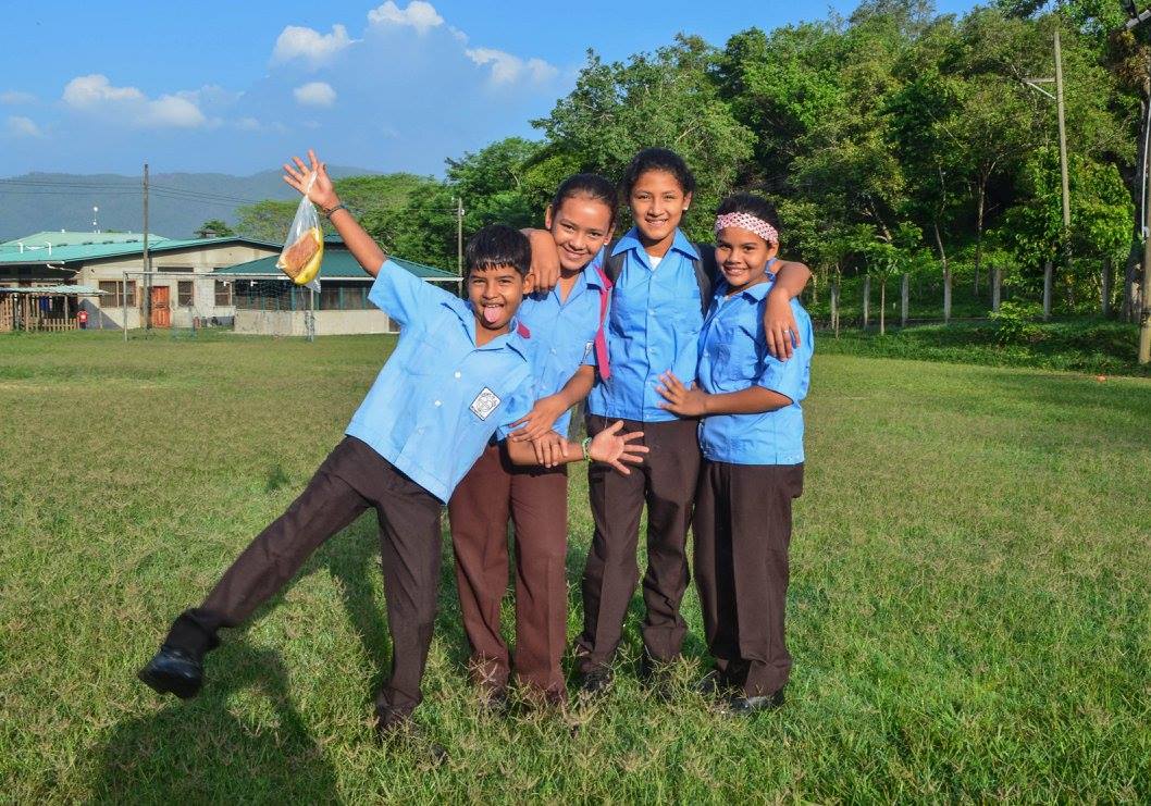 Elena (far right) and friends on the first day of school in August 2016.