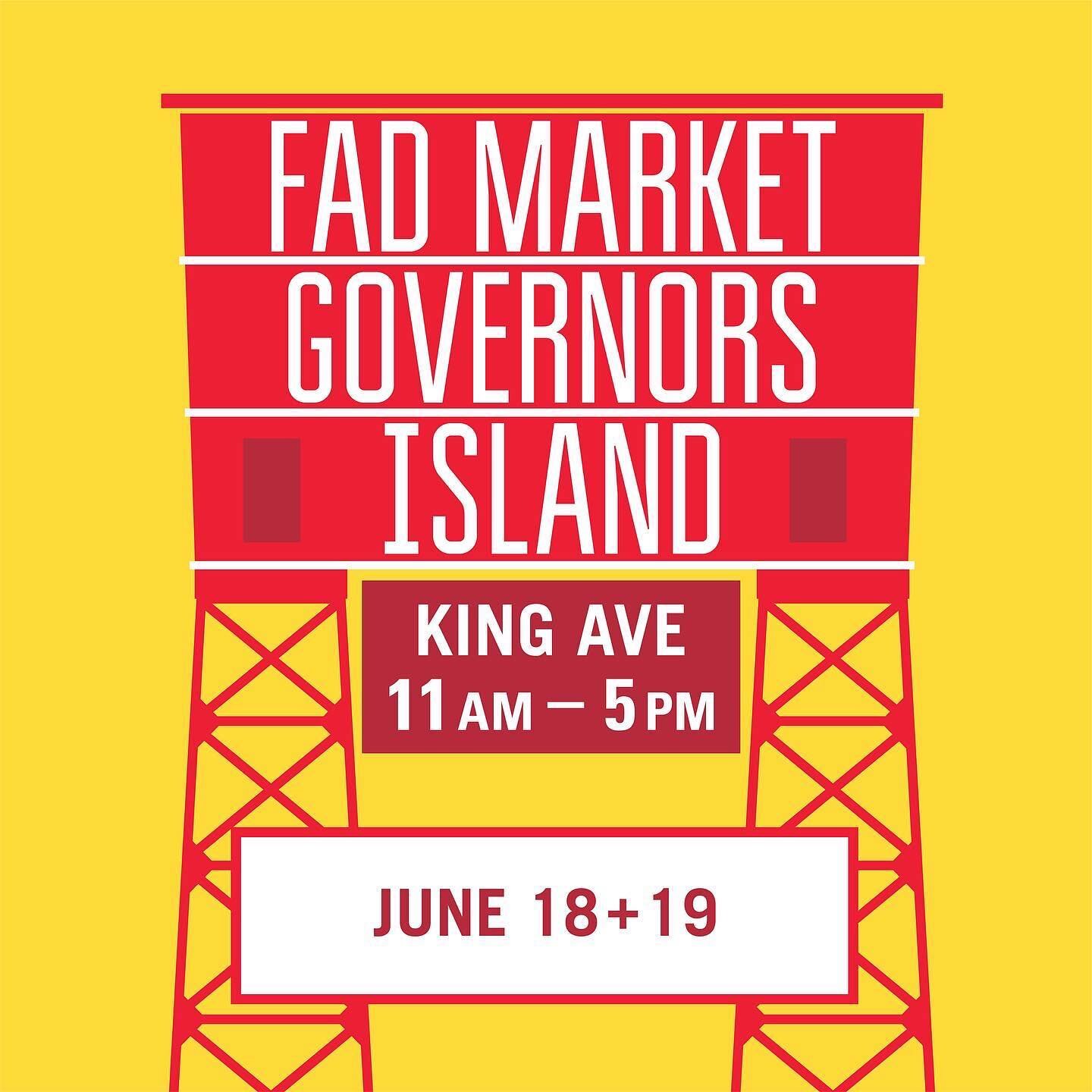 NEXT STOP, @GOVERNORSISLAND! FAD Market&rsquo;s back at King Ave this weekend, for our monthly pop-up, with over 40 of the city's emerging makers, designers, and artists. 

Join us to celebrate Juneteenth and Father&rsquo;s Day, you're sure to find t