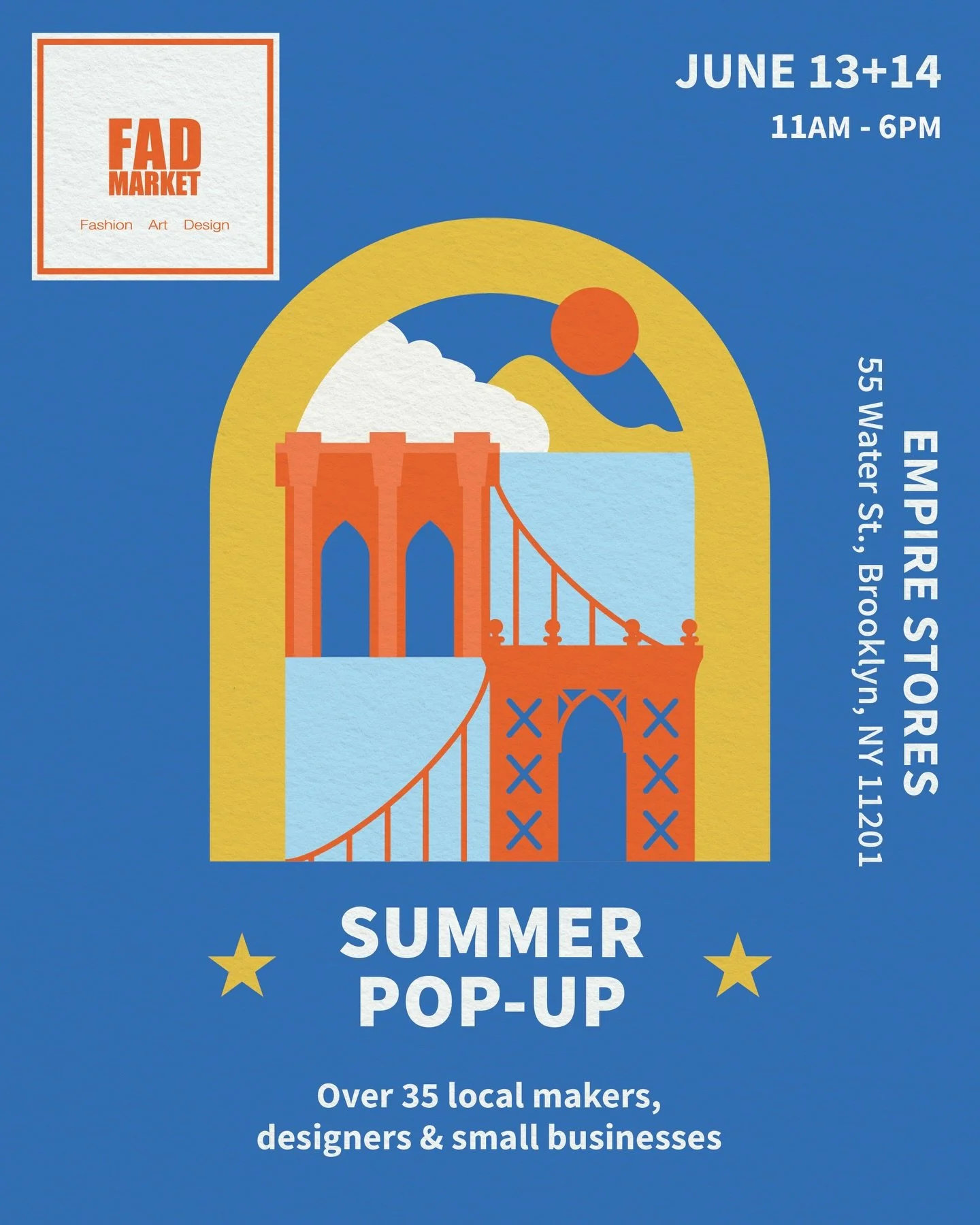 ☀️ Spend a summer weekend in DUMBO.

Join us at Empire Stores for a fresh lineup of independent makers, artists, designers, and small businesses.

Looking ahead to Father's Day? Discover thoughtful gifts and one-of-a-kind finds from over 35 local bra