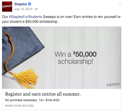 Sweepstakes Launch Post