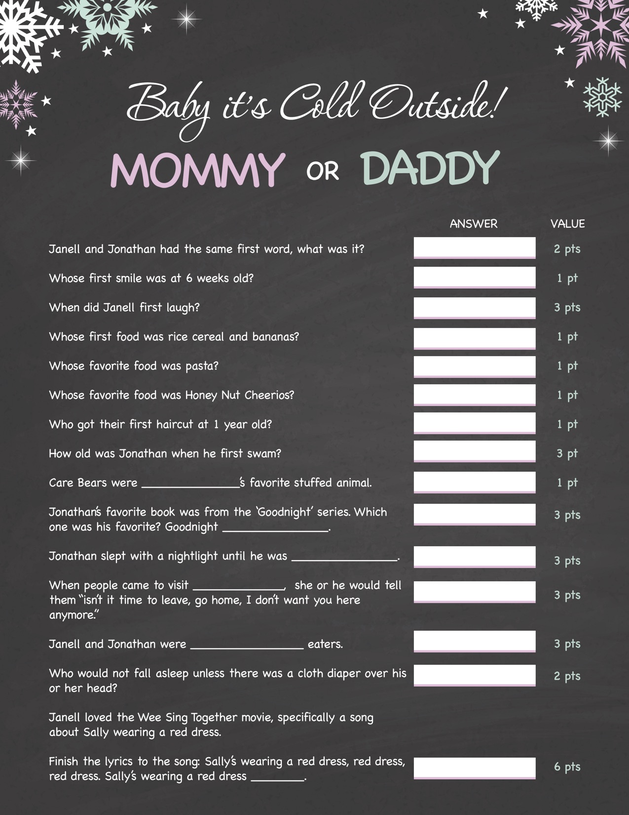 Mommy or Daddy Quiz