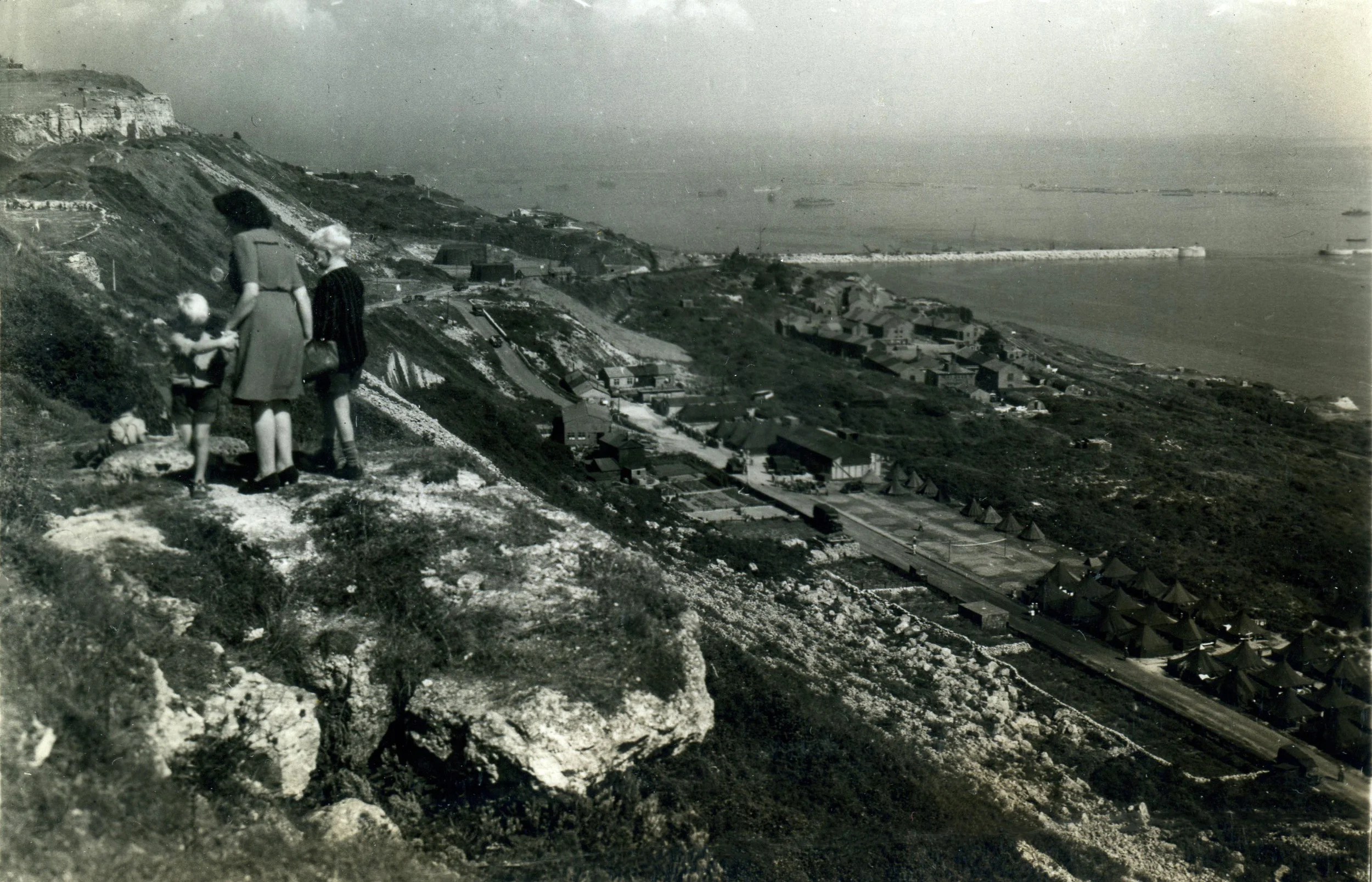 Book Figure 67. Weymouth, England, 1944. Tent City below. Jack Sherertz collection.