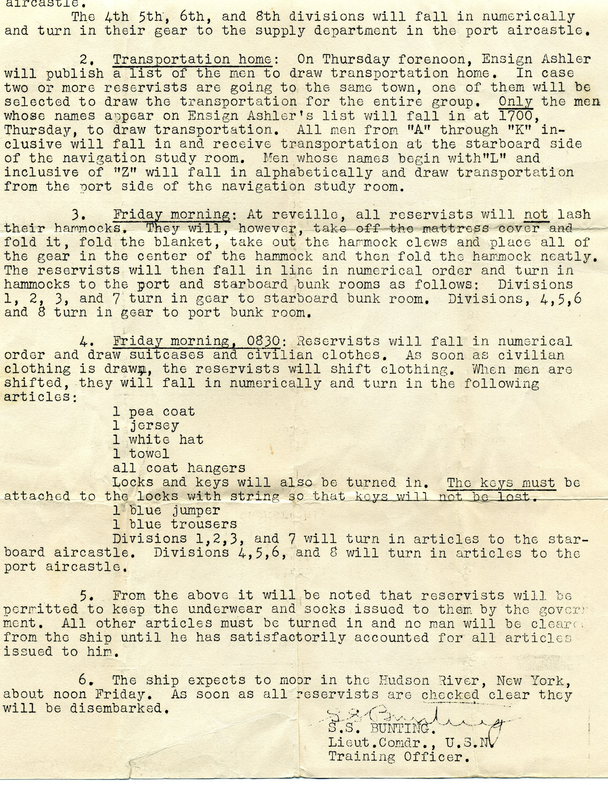 Book Figure 8B. Memo to USS Arkansas Apprentice Seamen