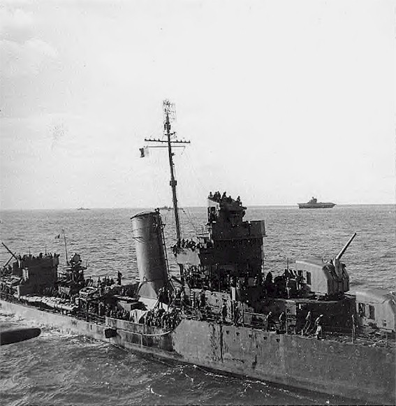 Book Figure 47. DD USS Benham with Yorktown survivors. Yorktown in distance on right