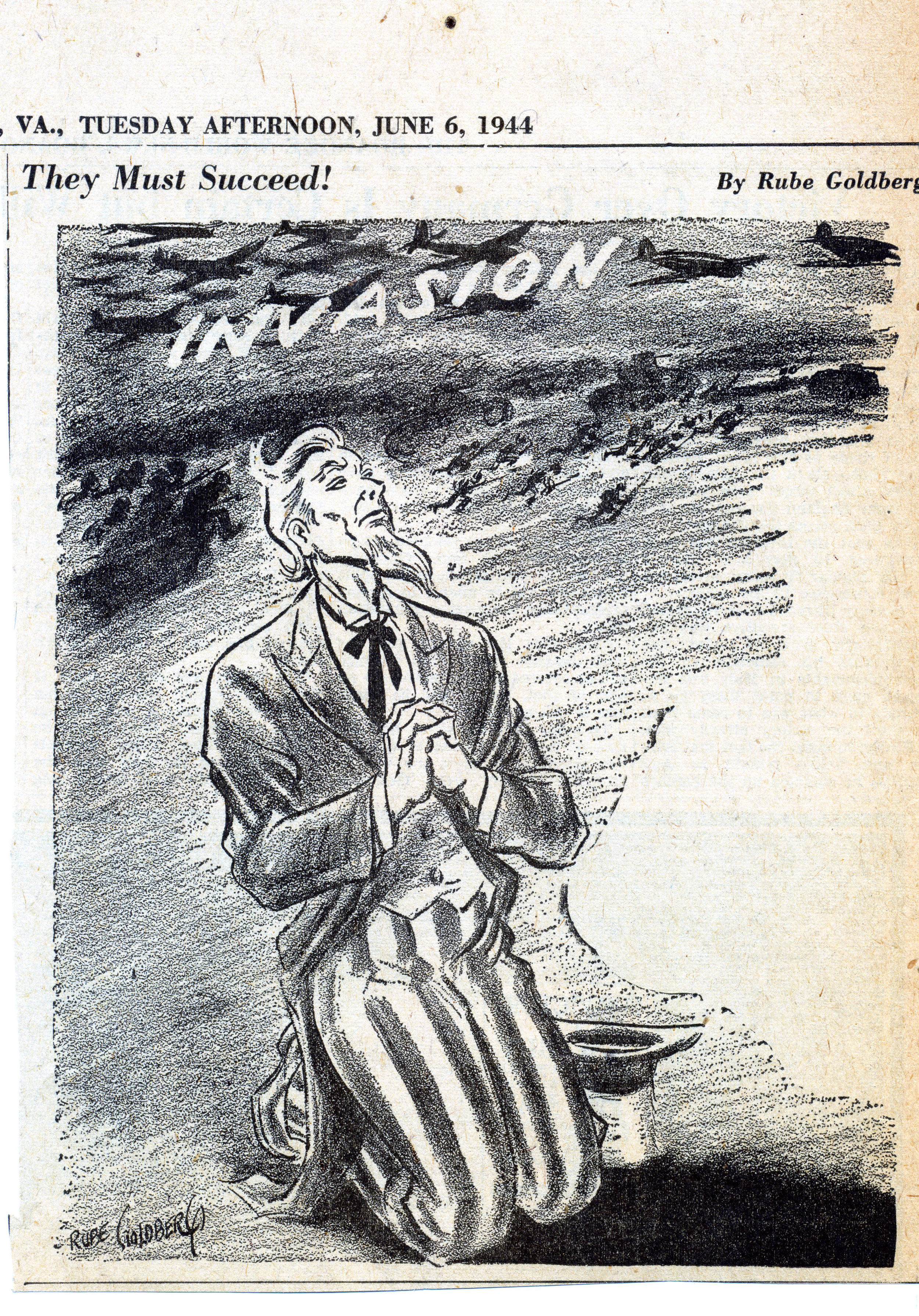 Book Figure 83. D-Day Rube Goldberg cartoon. Roanoke World-News clipping