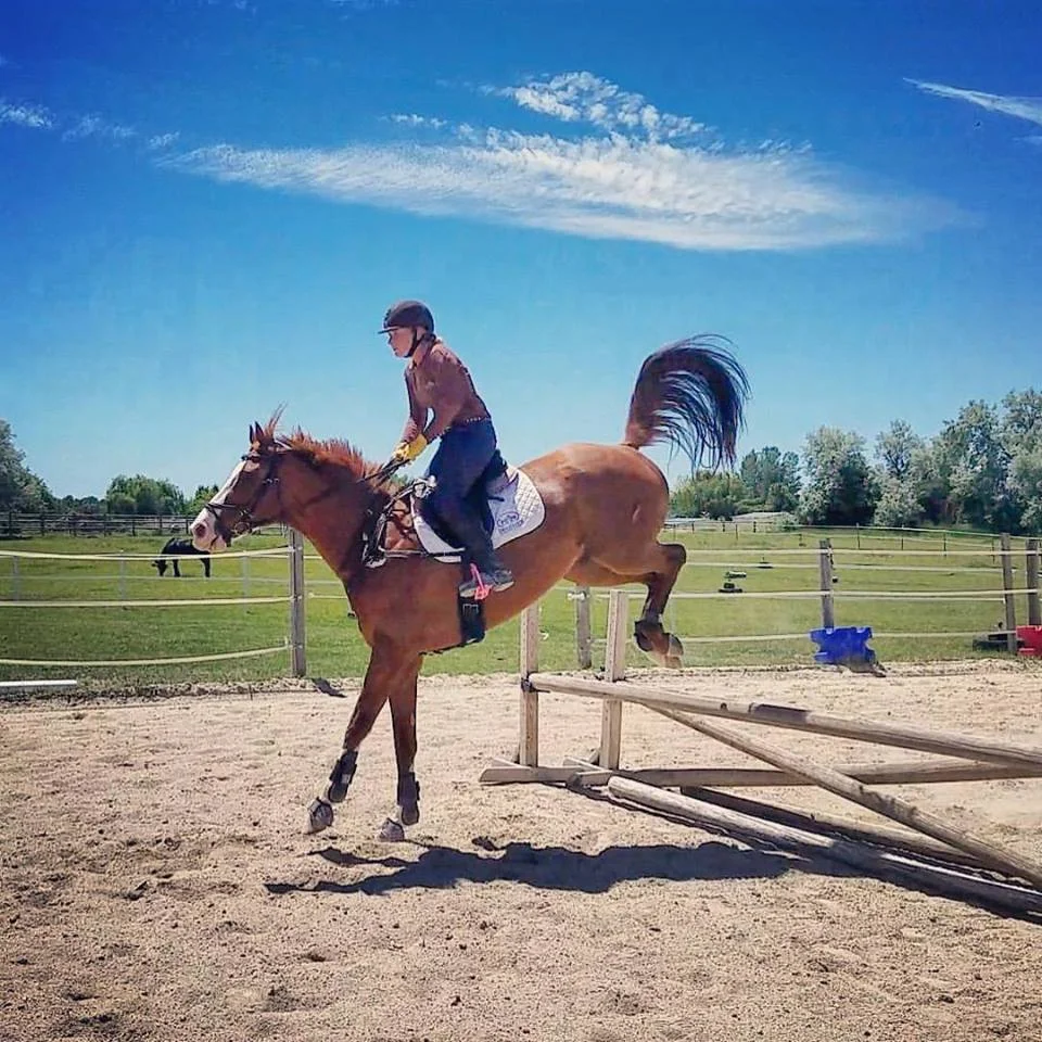 Flying high over his first oxer