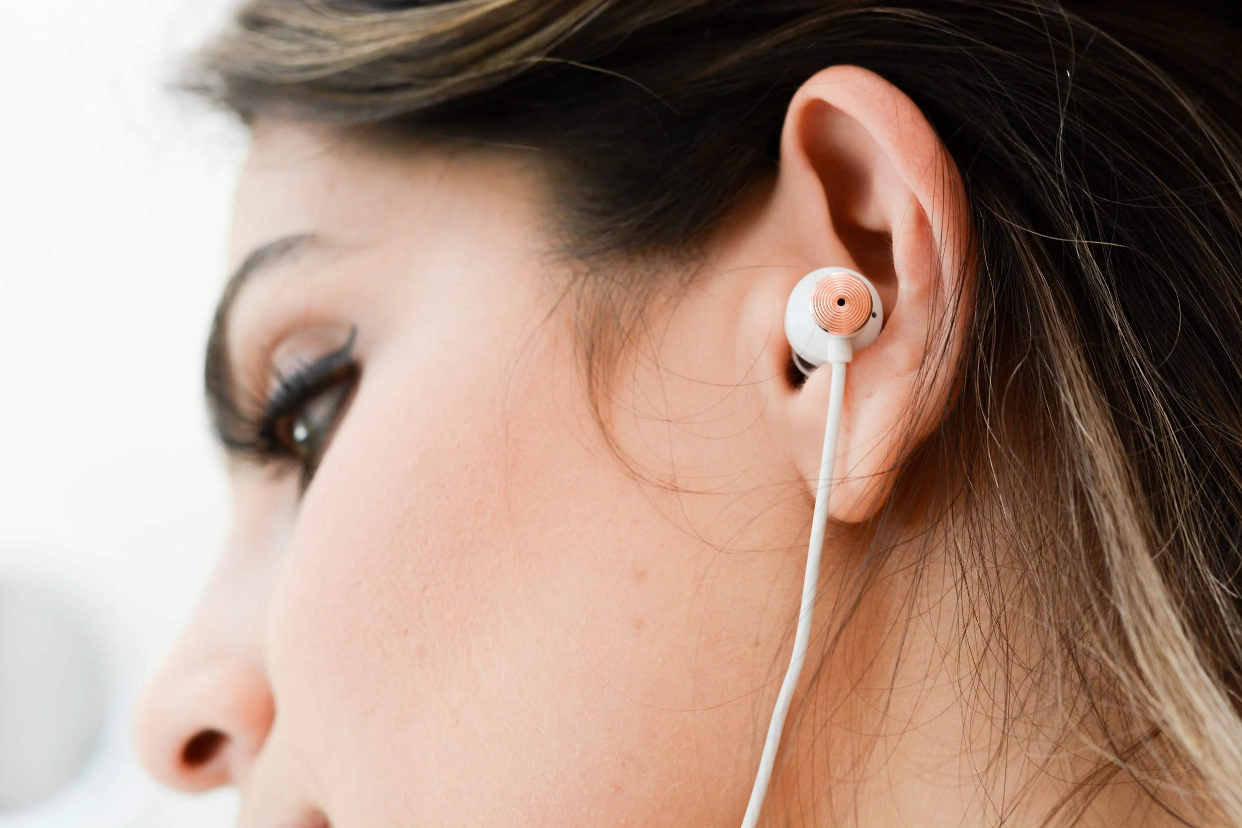 Here's how the earbuds look close up, comfy in the ear.