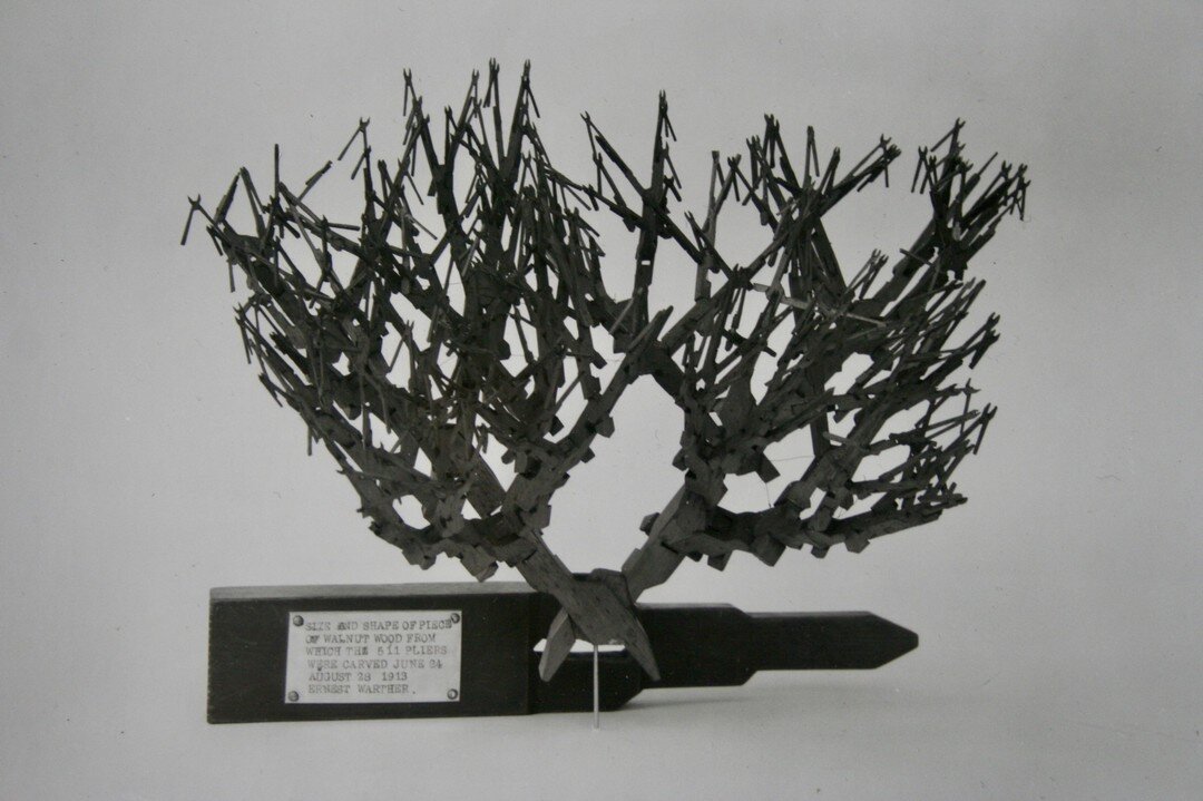 On this date, 109 years ago in 1913, Mooney placed the last cuts out of the 31,000 cuts needed to complete his Tree of Pliers. After roughly two months of precarious work, the tree comprised of 511 pairs of pliers would signify the start of a much la