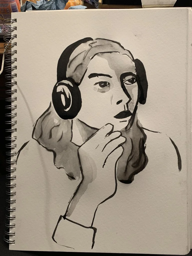 "Student in Art Class" Ink