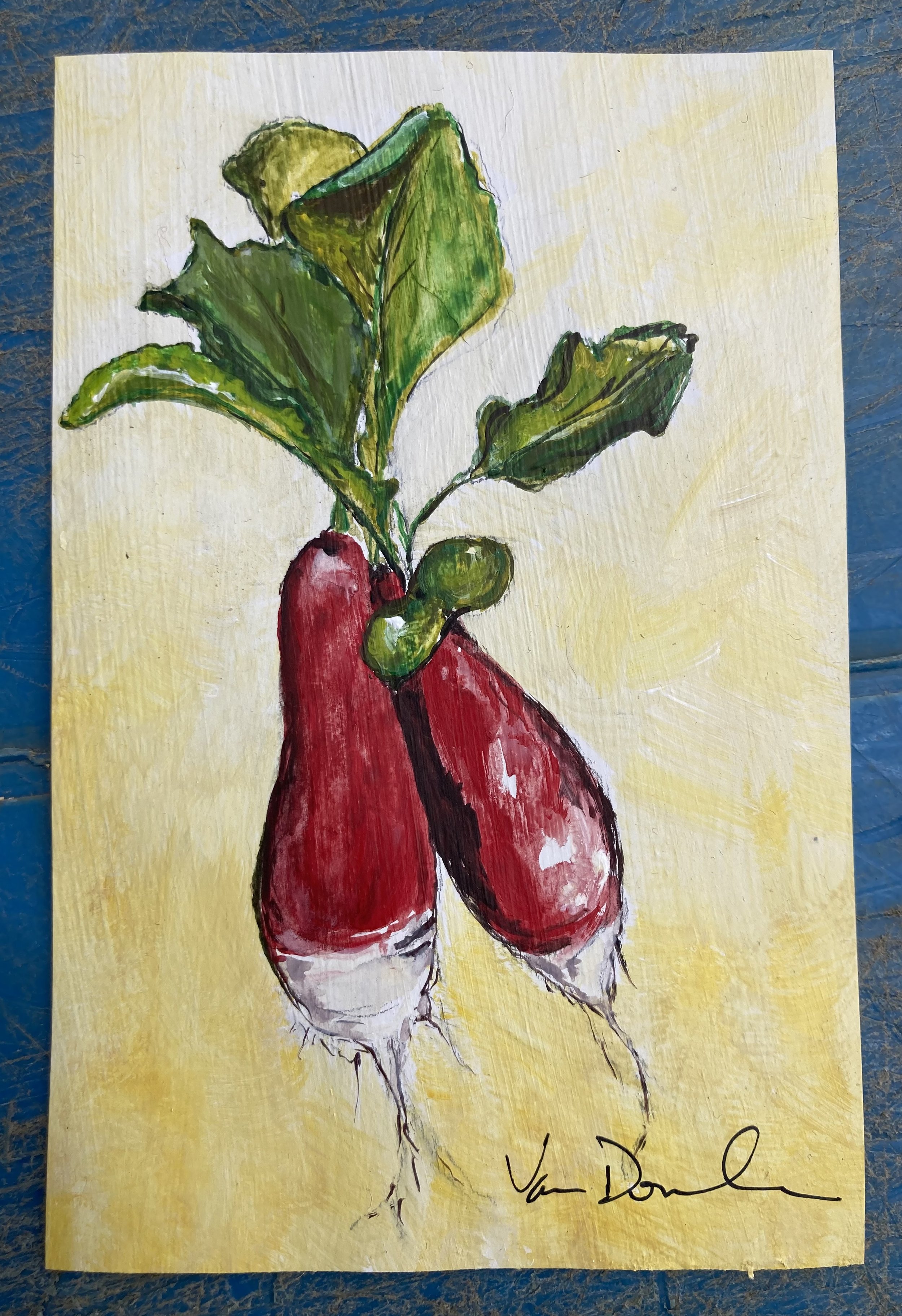 French Breakfast Radishes, acrylic on paper, aprox 4x6"