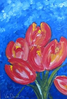 Market Tulips, acrylic on board, aprox 14x17"