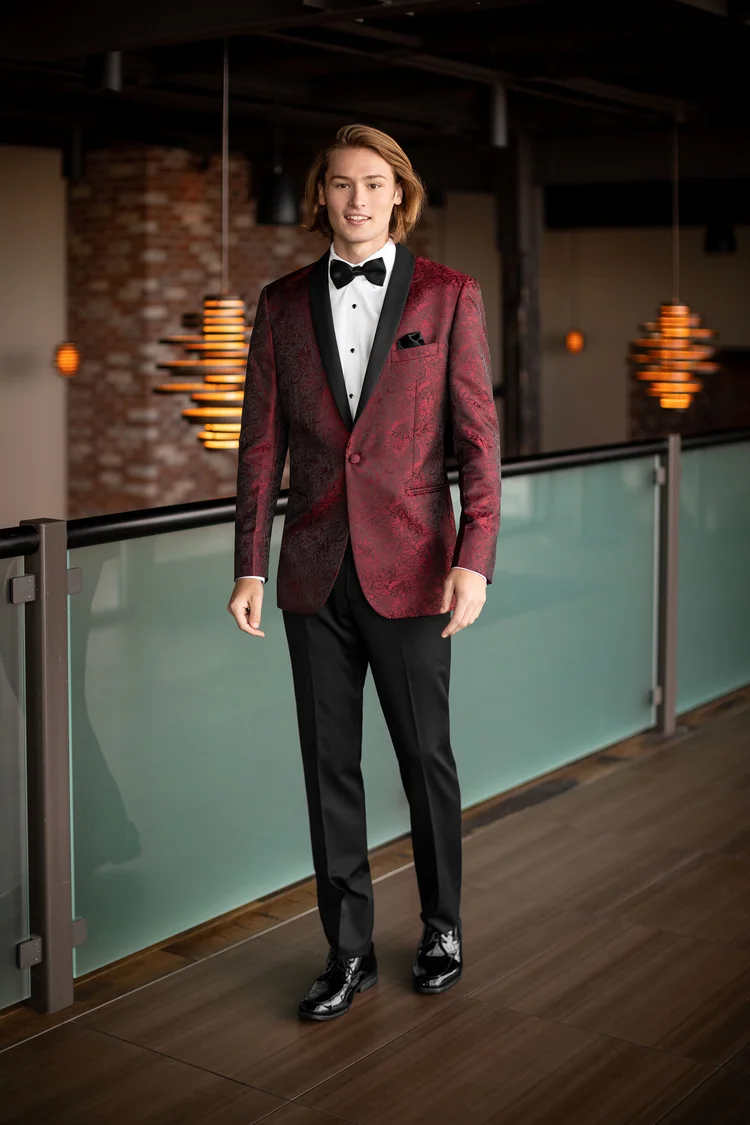 Apple Red Aries Paisley Slim Fit Tuxedo — Danielly's Boutique