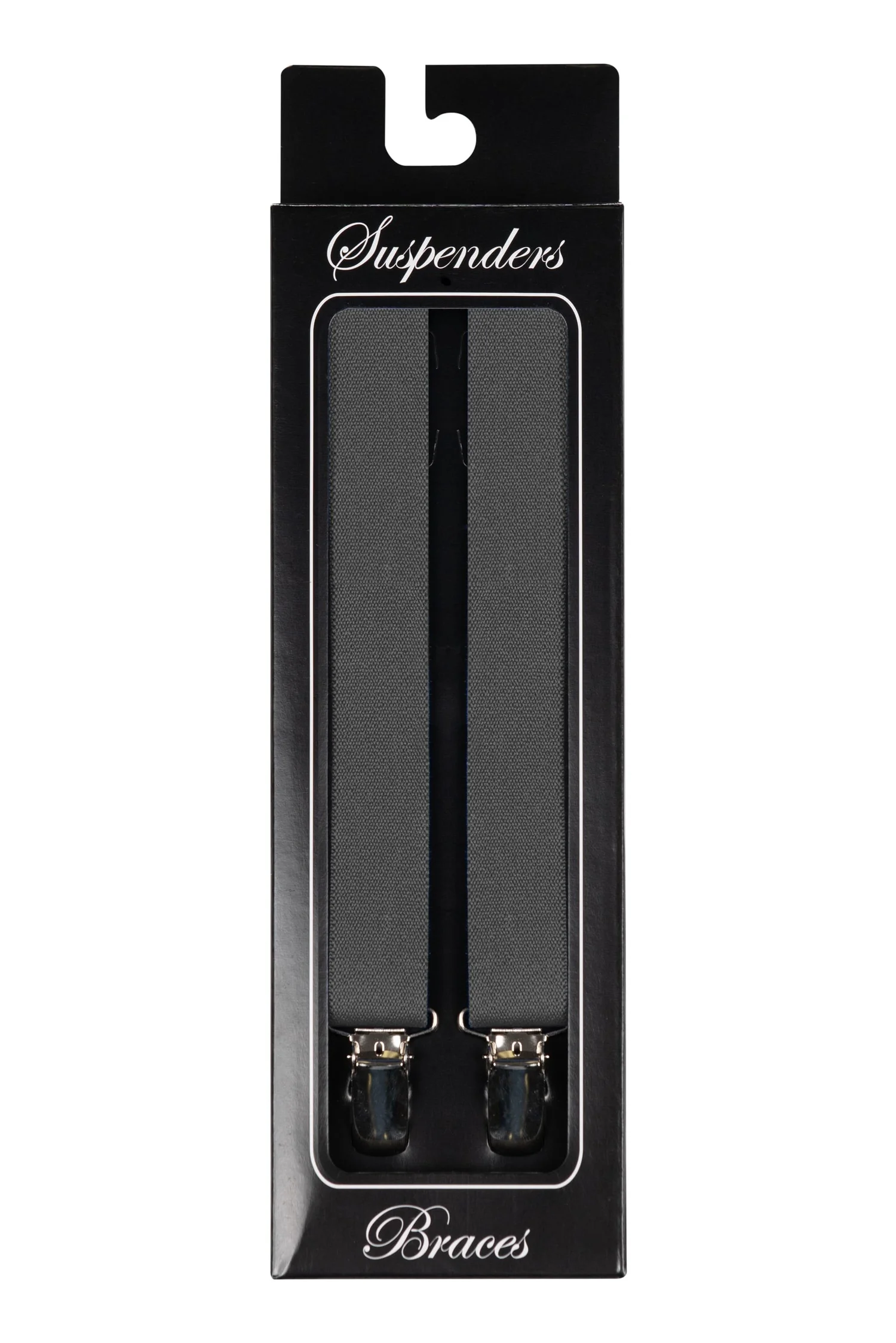Elegant men's grey clip-on suspenders
