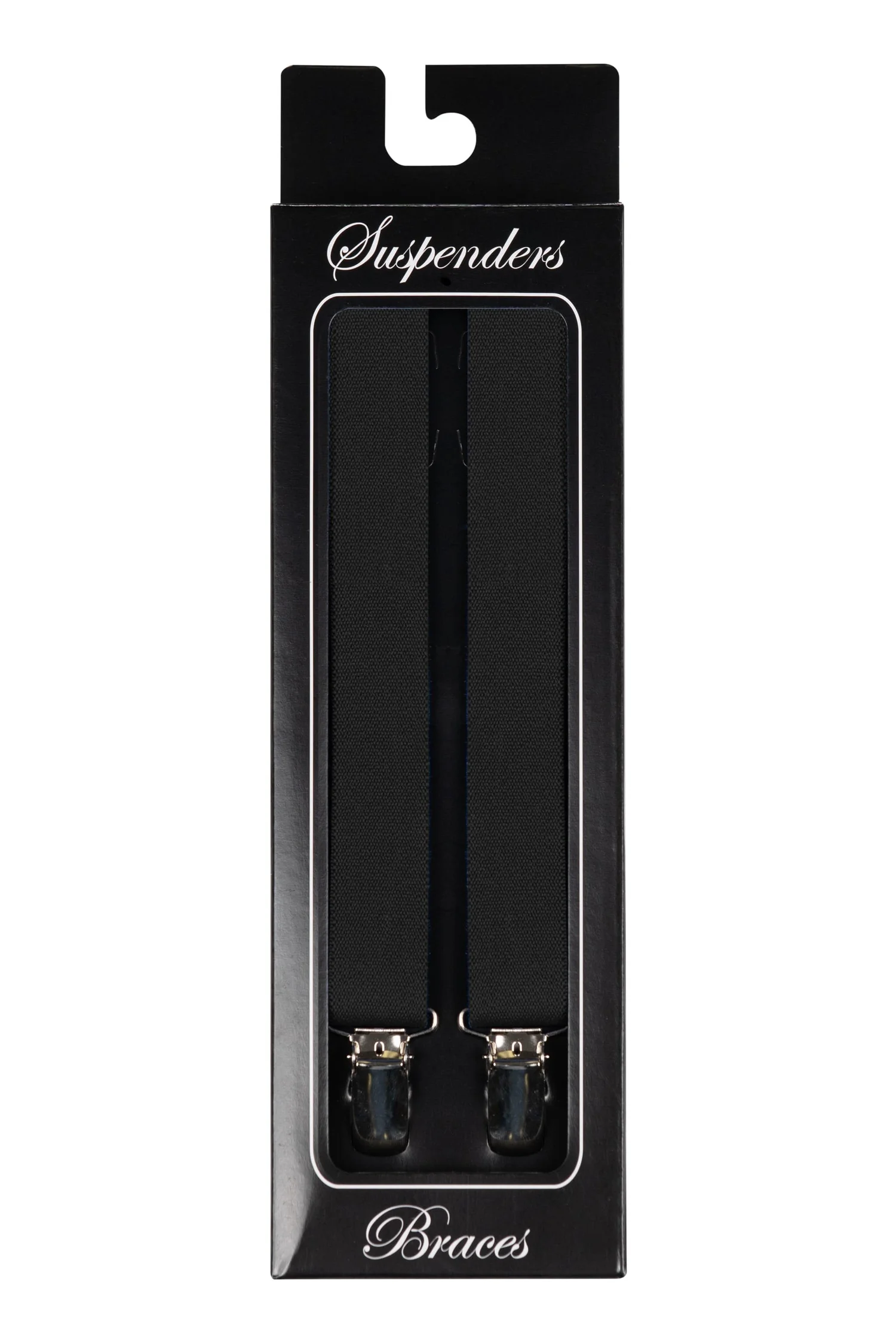 Elegant men's black clip-on suspenders
