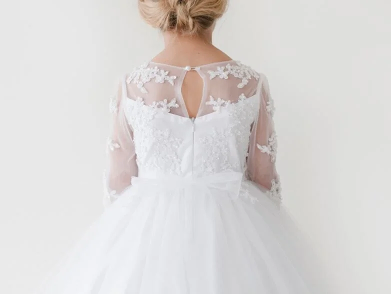 lace sleeve communion dress