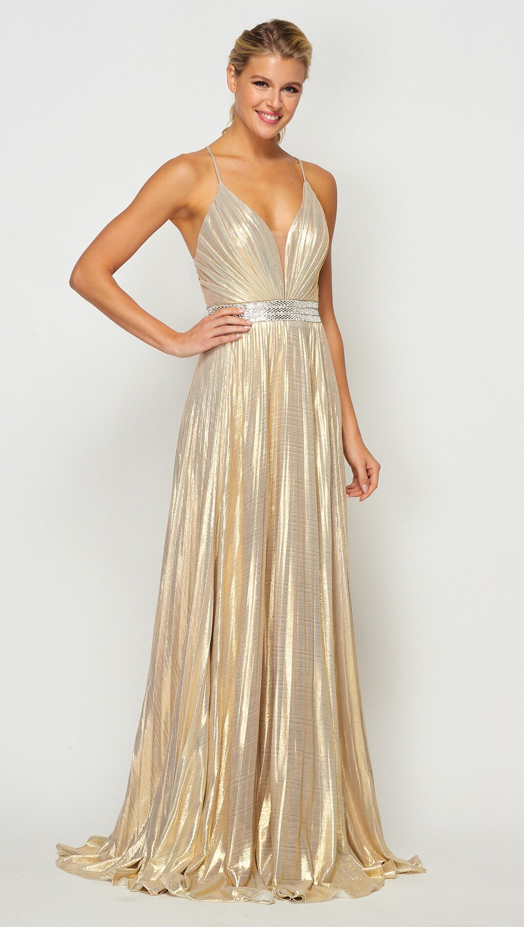 Elegant A Line Blue Tulle Long Strapless Lace up Gold Evening Dress Pr –  Rjerdress