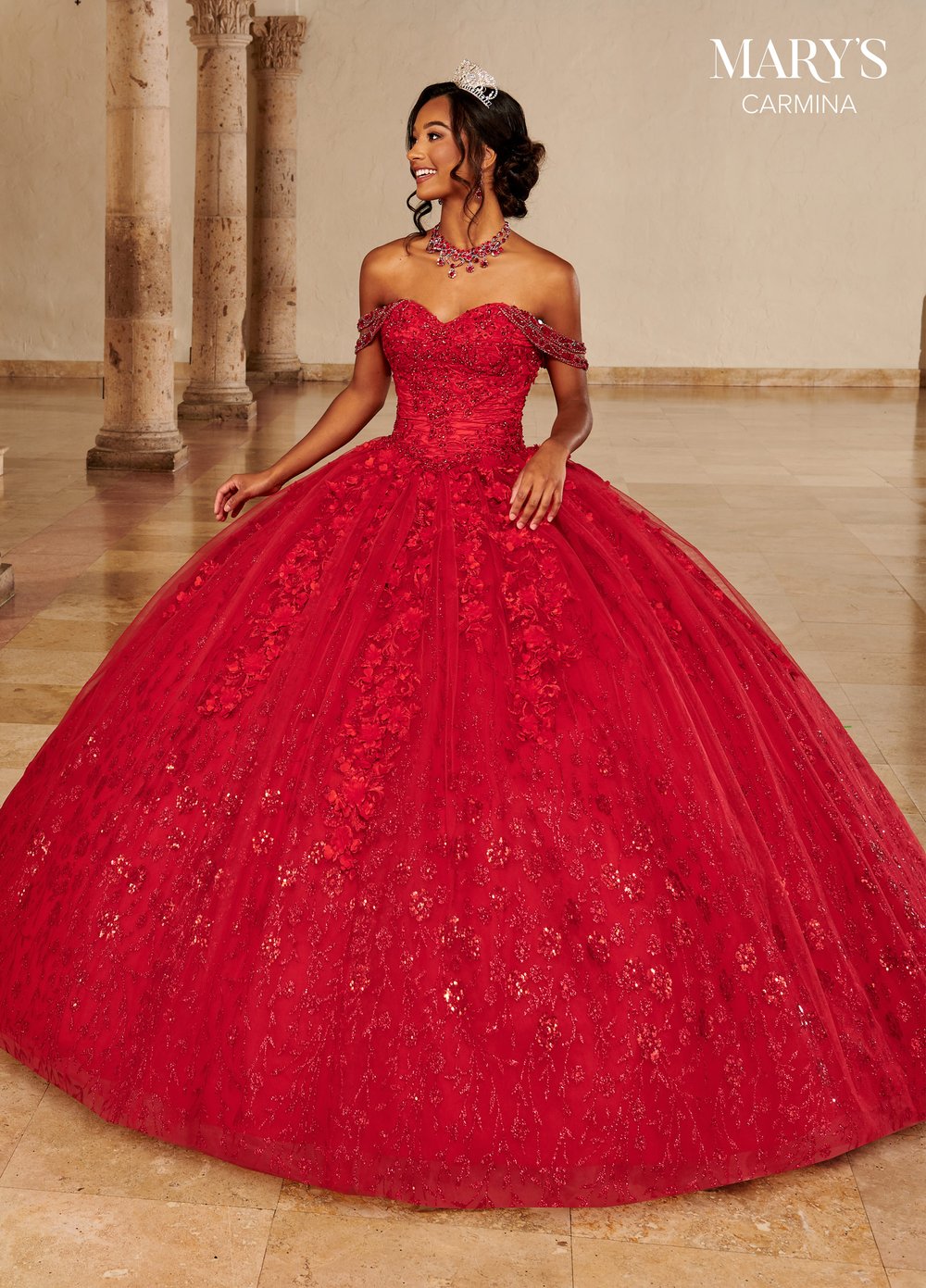 Marys Bridal MQ1099 Red Quince Dress | Navy Quince Dress — Danielly's  Boutique
