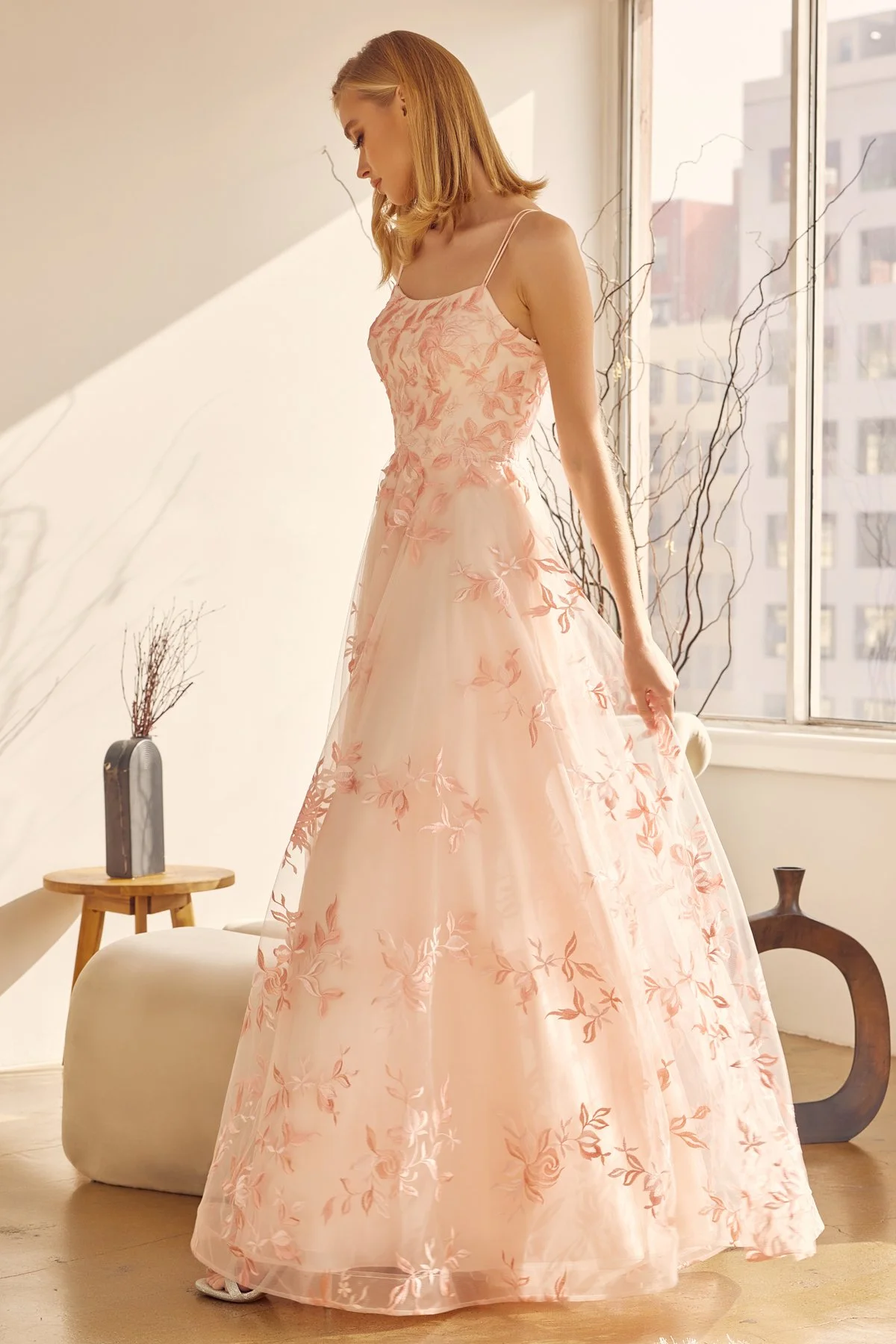 Pink Floral Prom Dress — Danielly's Boutique
