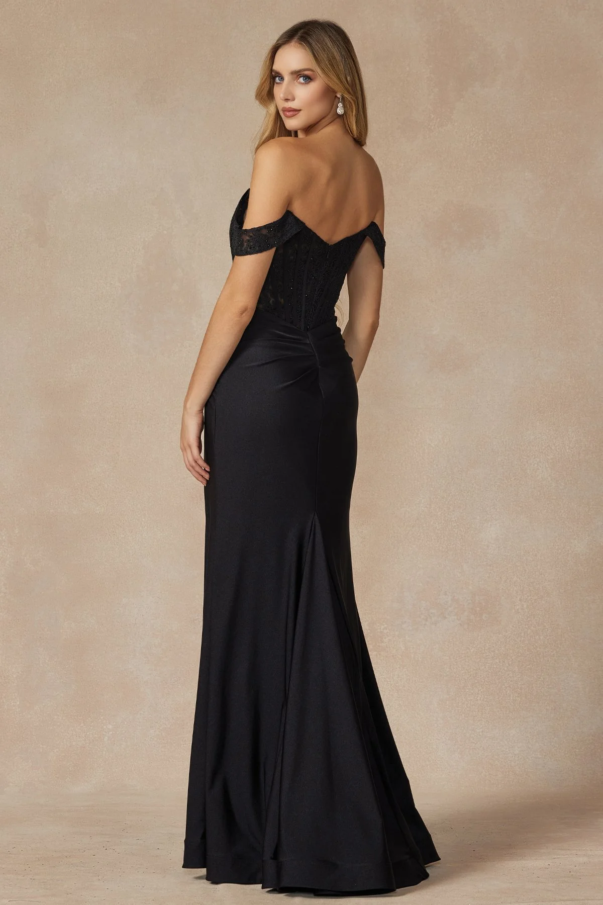 black fitted gown