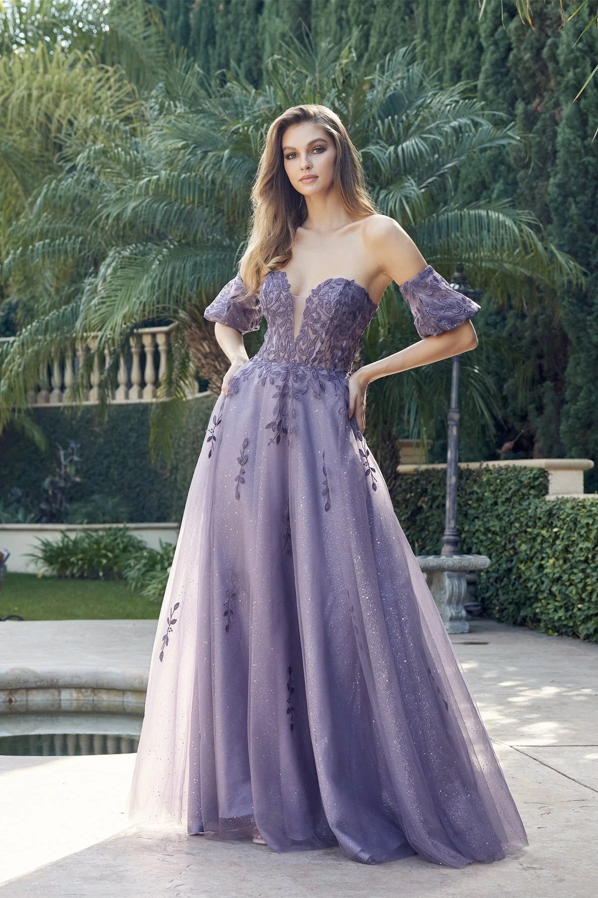 A beautiful Grey Purple prom dress, exuding elegance and charm, perfect for any special occasion.