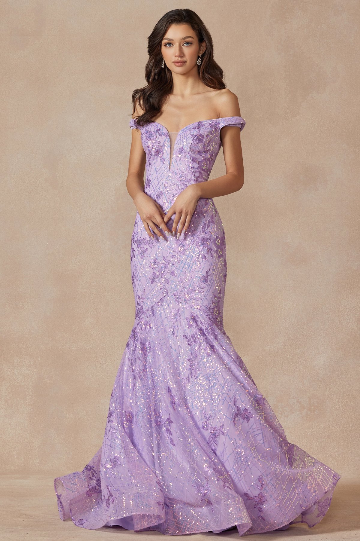A-line Sparkle Dresses Spaghetti Straps Lilac V-neck Formal Dress Long –  Laurafashionshop