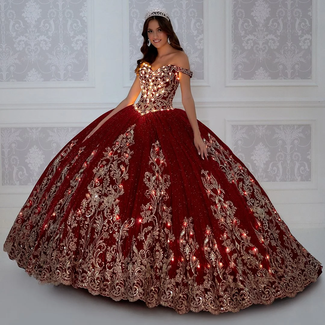 red 15 dresses with gold MORILEE #89412 RED/GOLD Contrasting Three-Dimensional Appliquéd Quinceañera Dress Train Embellishment Gown Deals Quinceanera Dresses Dark