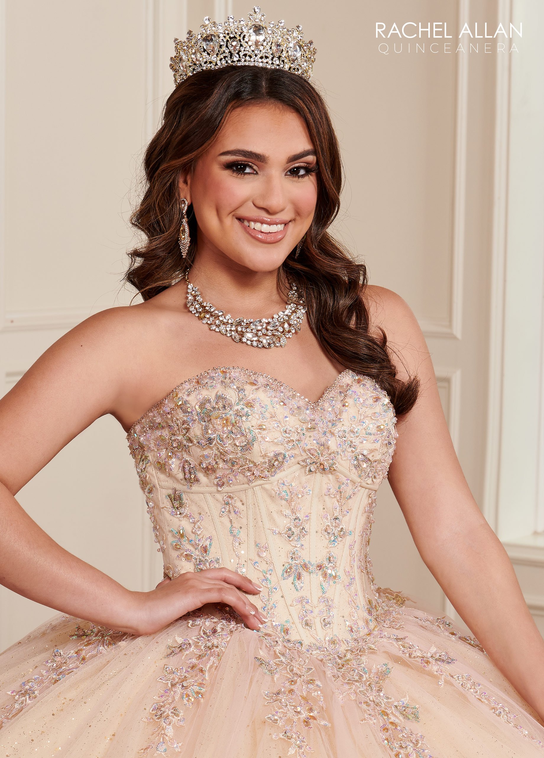 Blush Champagne Quinceanera Dress Rachel Allan RQ1120 — Danielly's