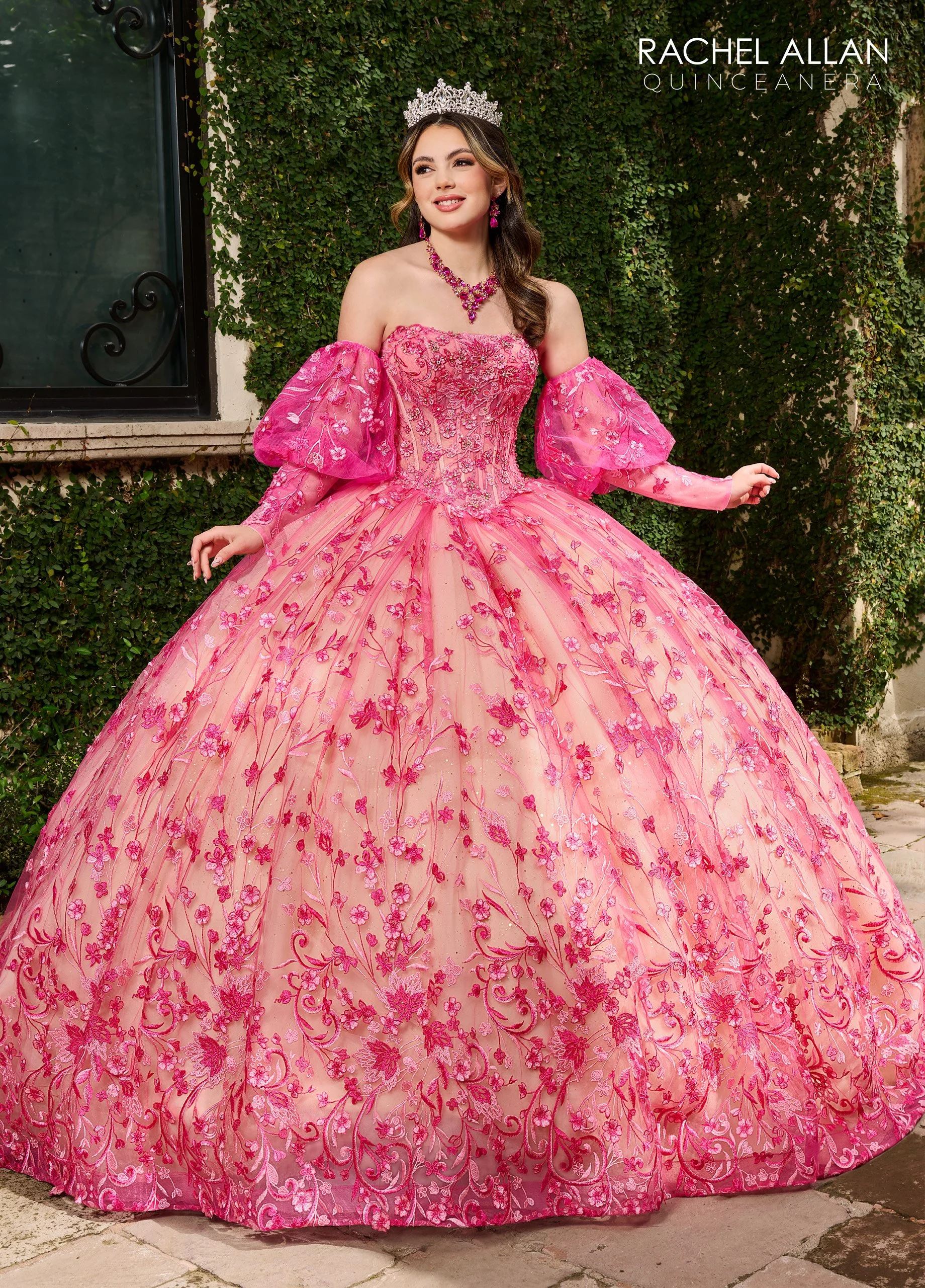 champagne pink quince dress with Tiered Skirts Beaded/Sequins Fabric Pink 15-14 Years Formal Ball