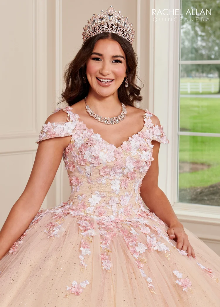 champagne pink quince dress Lace Quinceanera Dresses Pink Quinceaera Dresses  Tagged "Champagne" ABC Fashion tiered skirts Champagne Blush Quinceanera Dresses -