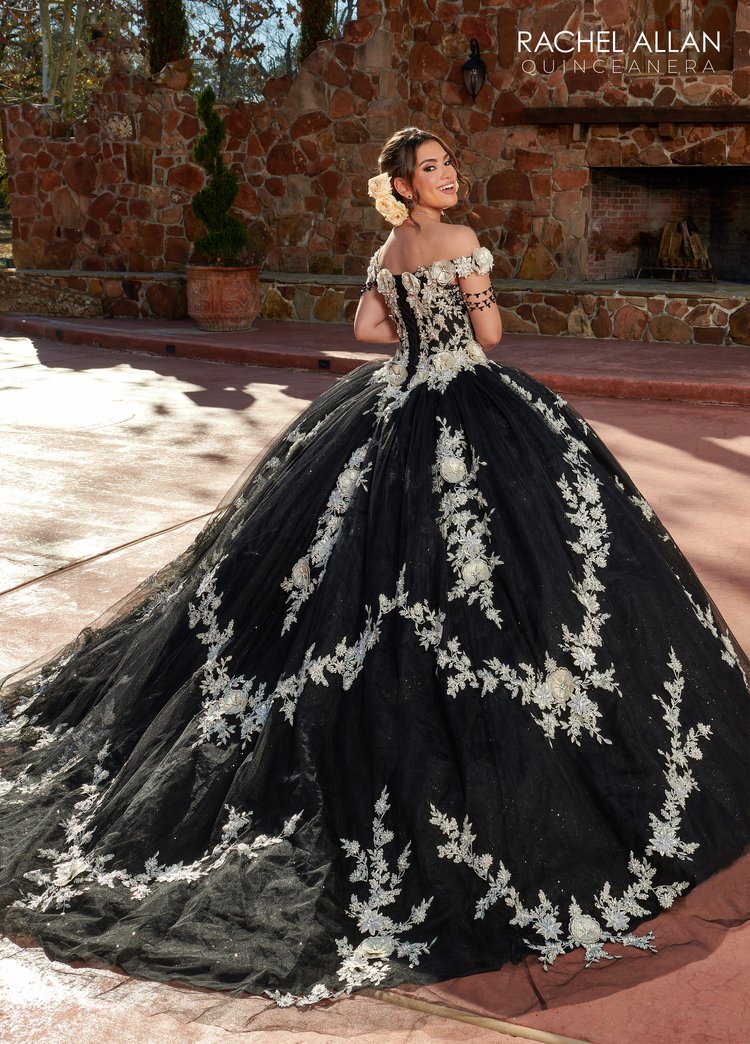 Black Quince Dress by Rachel Allan Alta Couture- RQ3117 — Danielly's  Boutique
