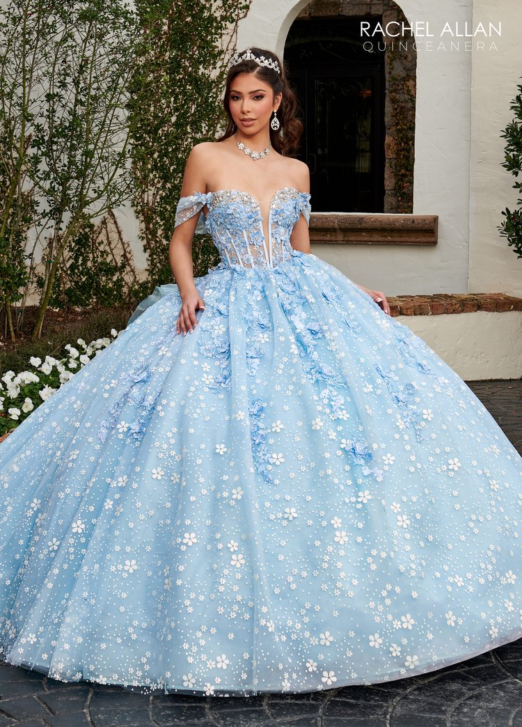 Light Blue Quince Dress by Rachel Allan Alta Couture- RQ3122