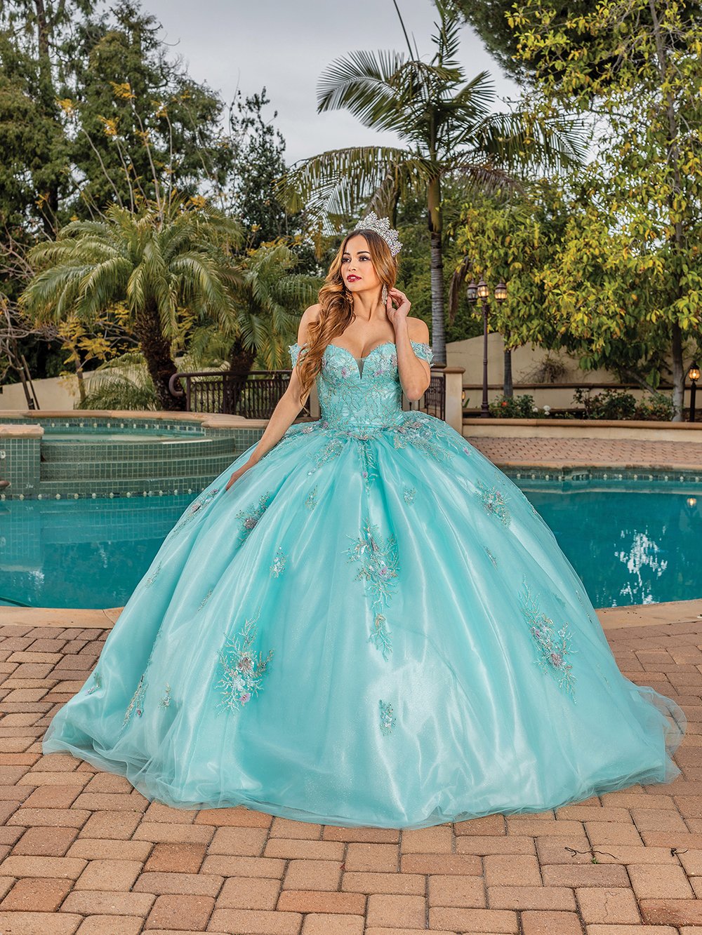 Aqua Quinceanera Dress- DQ1850 — Danielly's Boutique