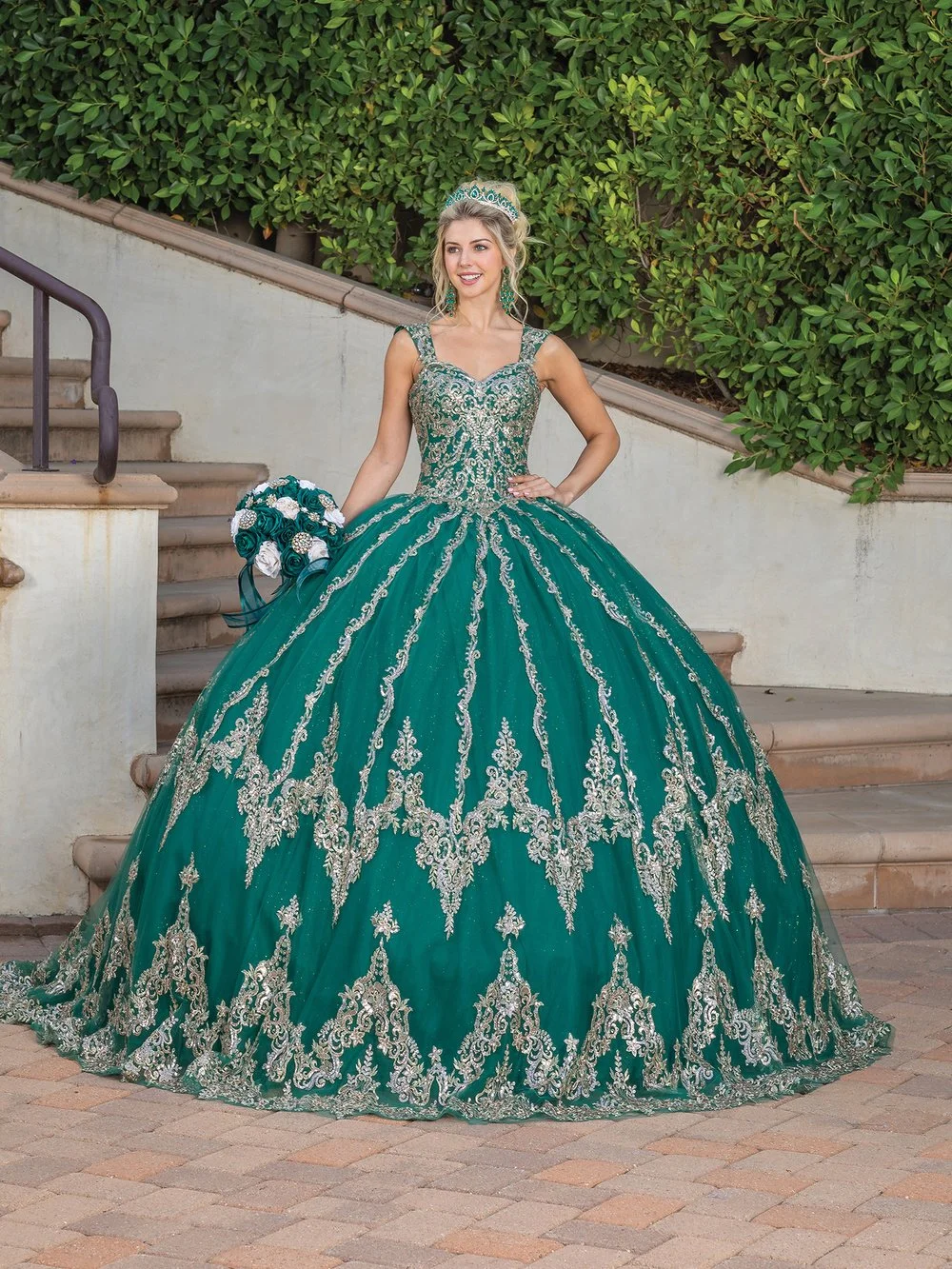 Hunter Green Dama Quinceañera Dress MQ2012
