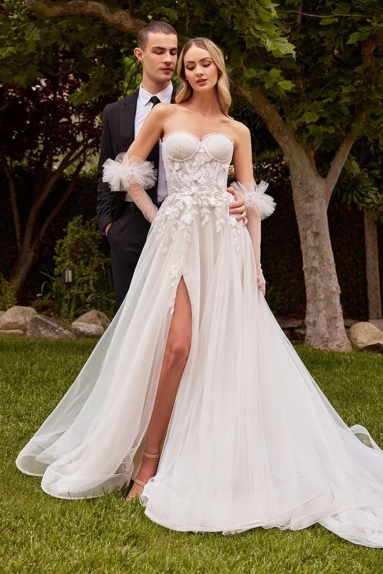 Off White Strapless Bridal Gown with Gloves Danielly's Boutique